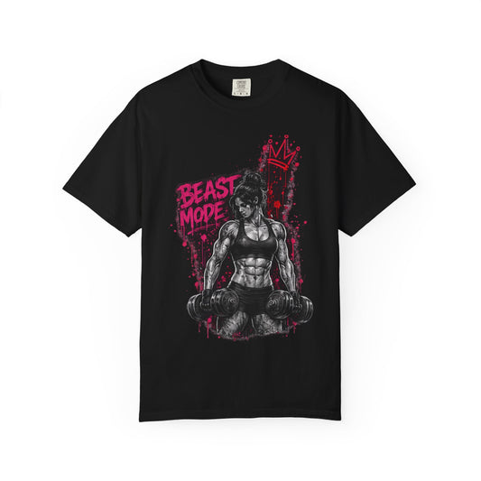 Beast Mode Crown T‑Shirt — Women's Fitness Graphic Tee