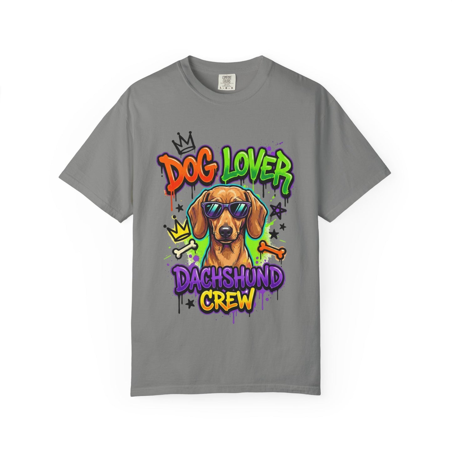 Dachshund Crew Dog Lover T-Shirt — Retro Graffiti Wiener Dog Tee