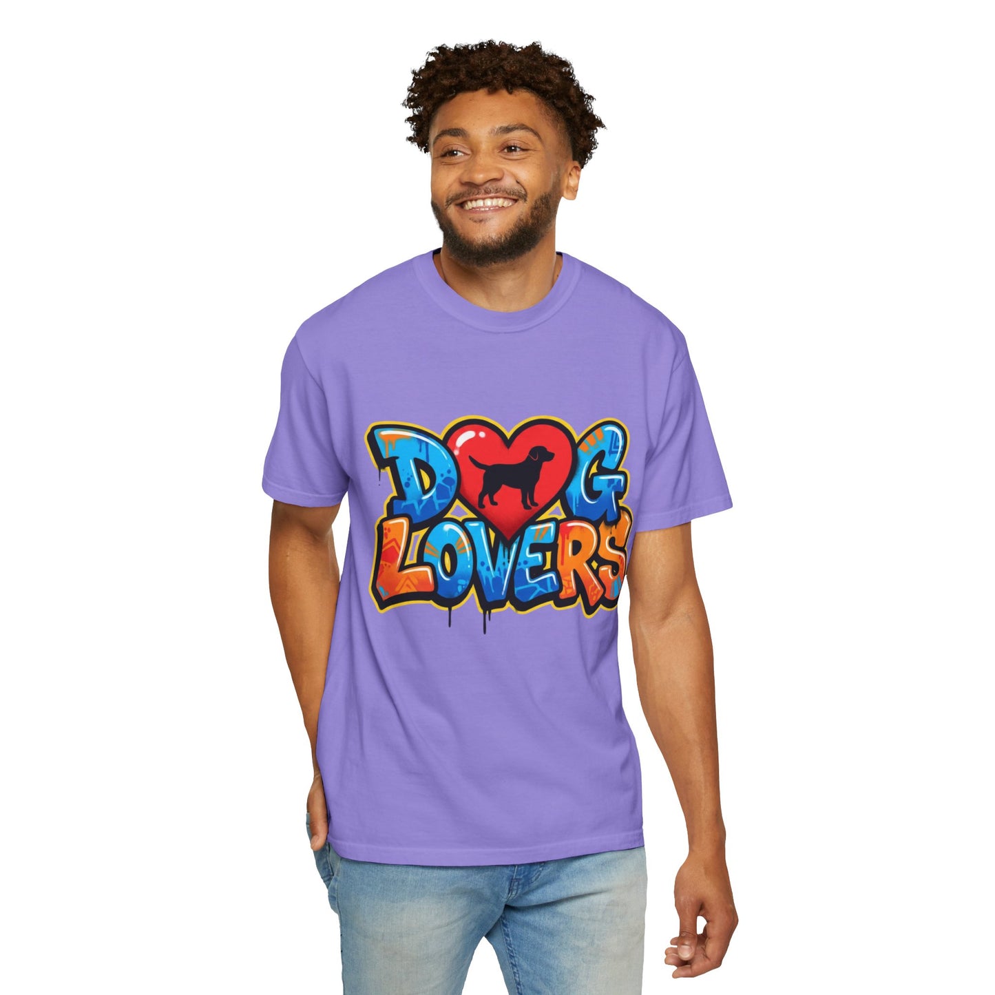 Dog Lovers Graffiti T-Shirt — Heart & Silhouette Pet Lover Tee