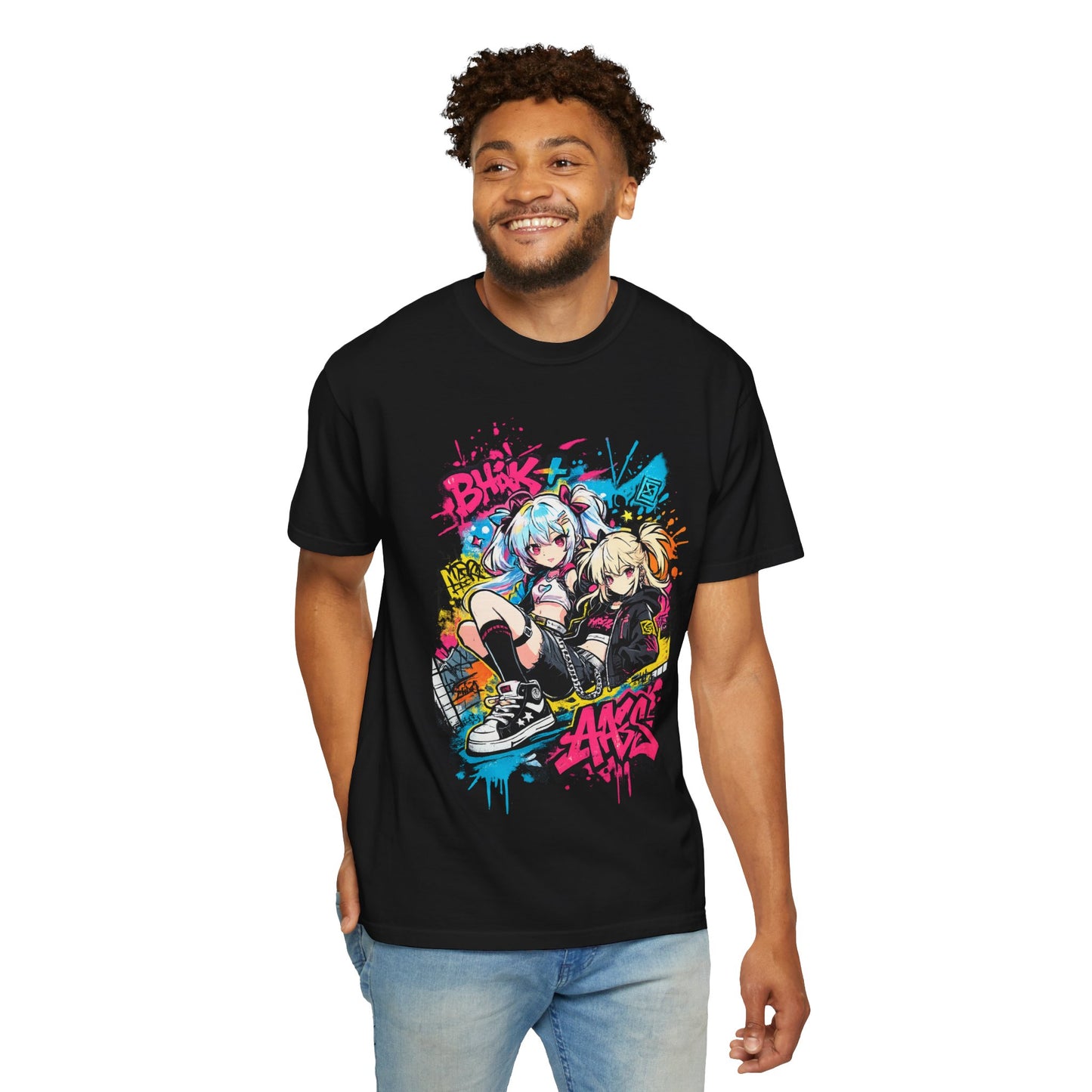 Anime Streetwear T-Shirt — 'Bucks & Sakes' Graffiti Girls Graphic Tee