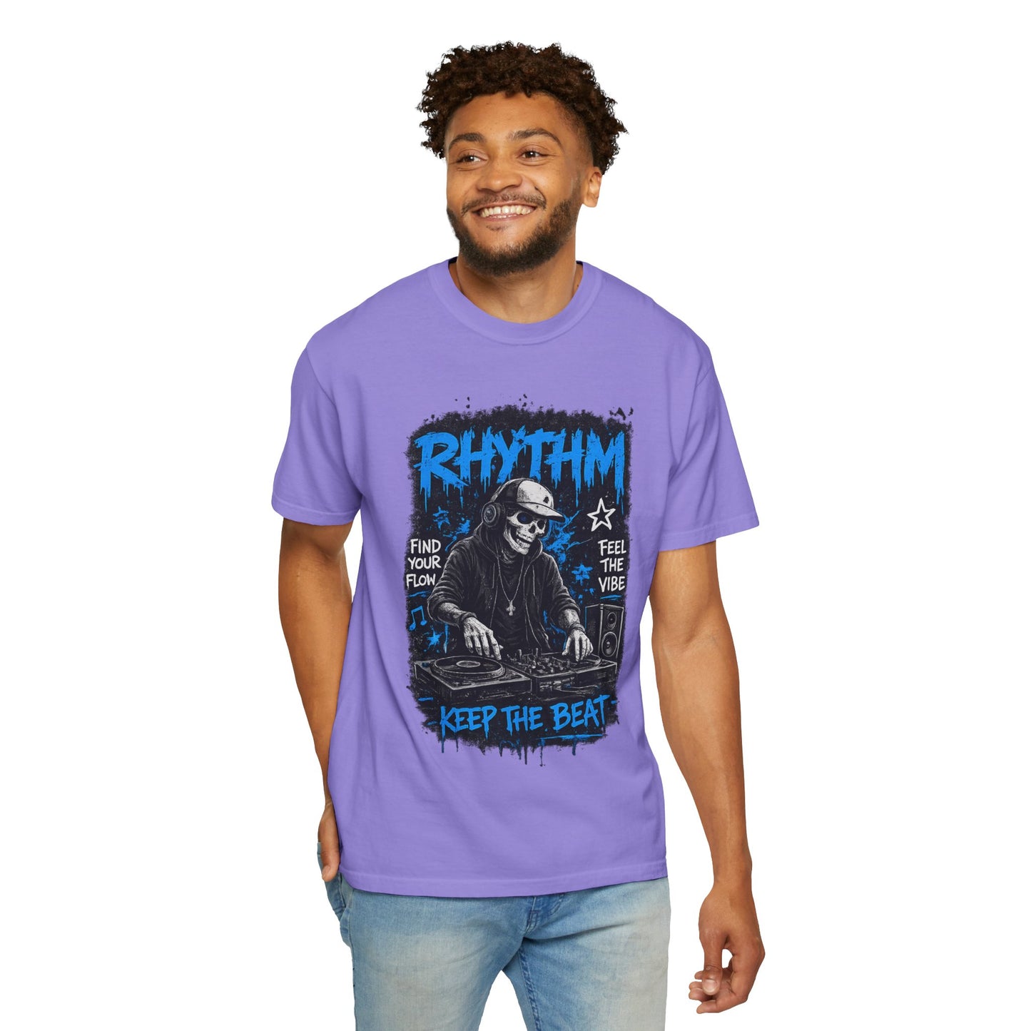 Rhythm DJ Skull Keep The Beat T-Shirt | Music Graphic Tee