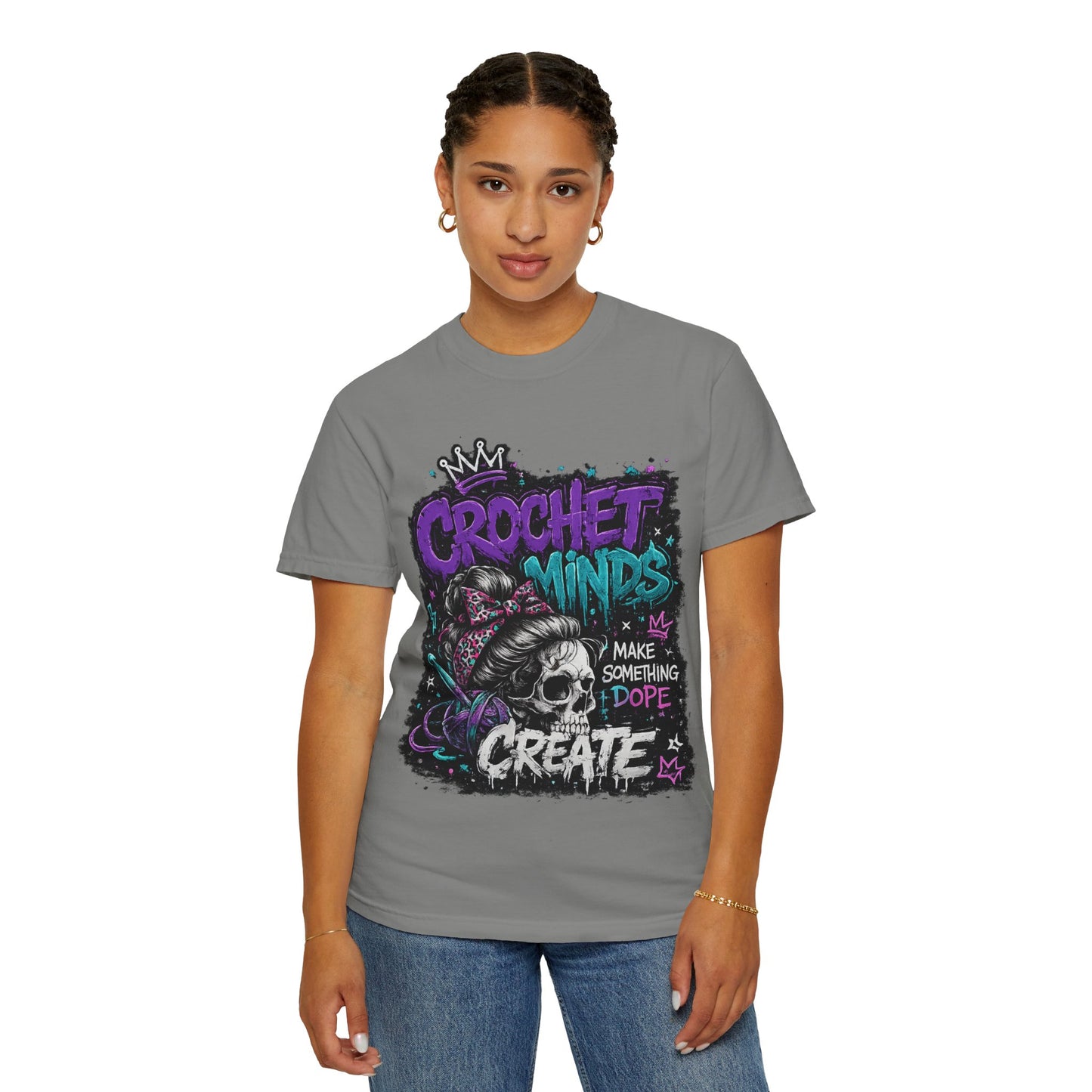 Crochet Minds 'Make Something Dope' Graphic T-Shirt — Edgy Crochet Skull Tee