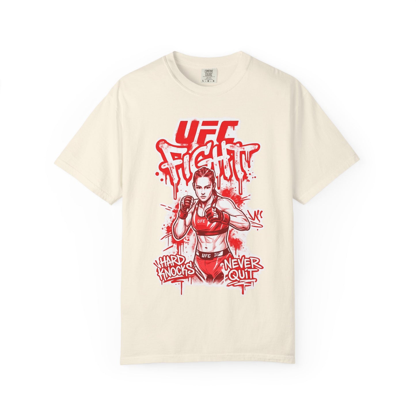 UFC Fight Graphic T-Shirt — "Hard Knocks Never Quit" MMA Fighter Tee