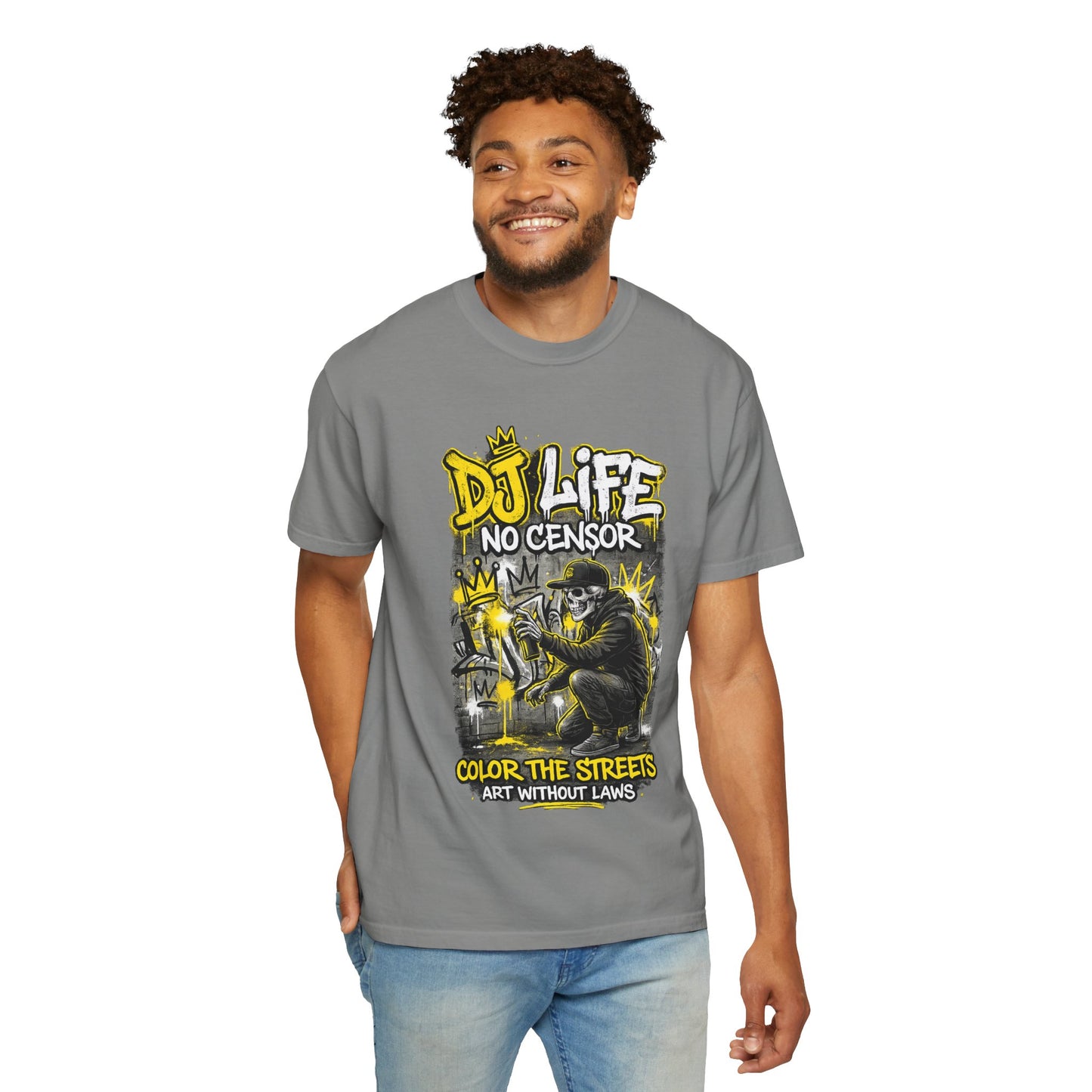 DJ Life No Censor Graphic T-Shirt — Street Art Gorilla "Color the Streets" Tee