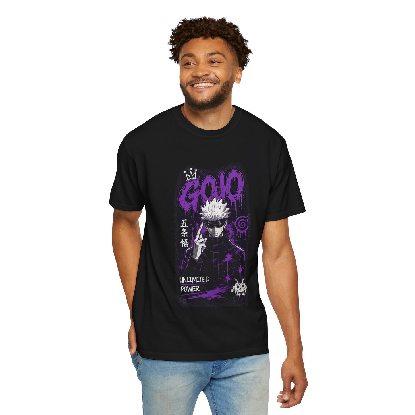 Anime Graphic T-Shirt — "Gojo Unlimited Power" White Tee