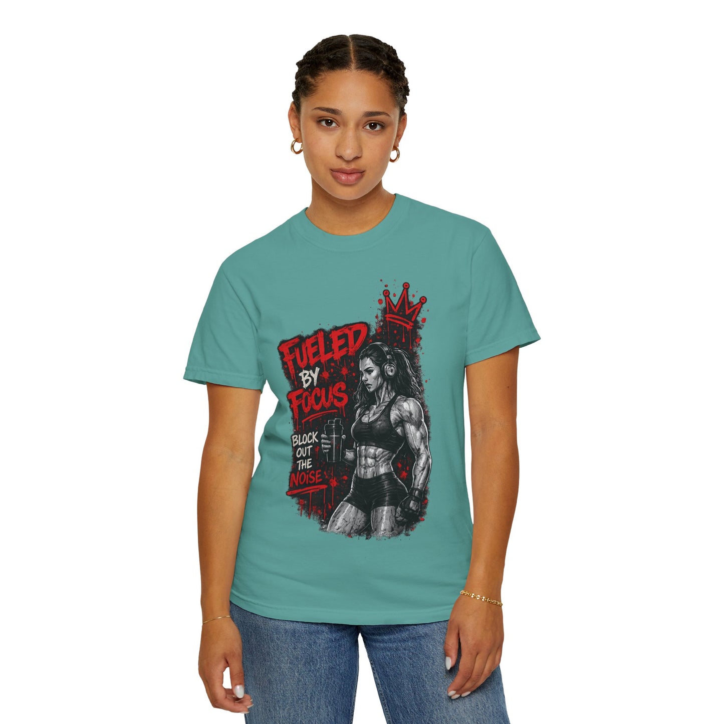 Fueled by Focus T-Shirt — Women’s Fitness Graphic Tee ("Block Out the Noise")