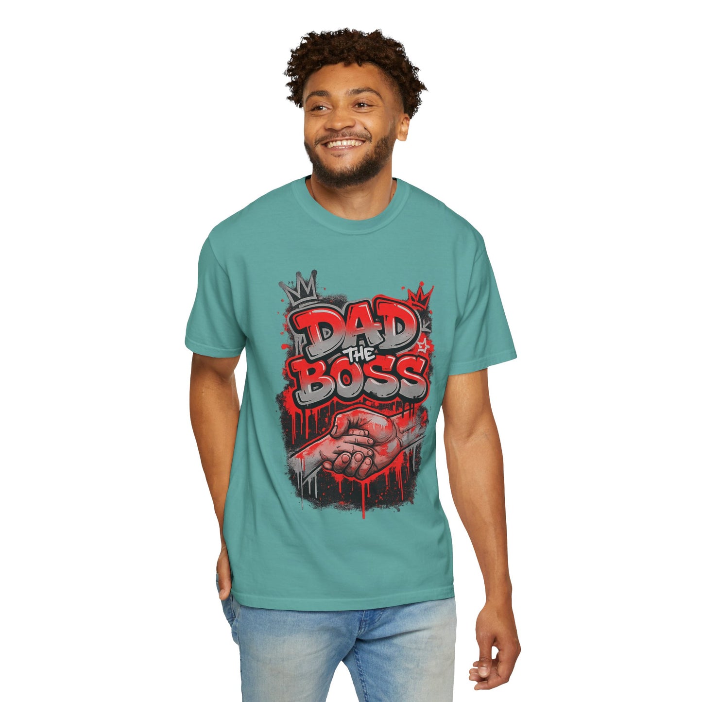 Dad The Boss shirt | Graffiti fist design, red black street art