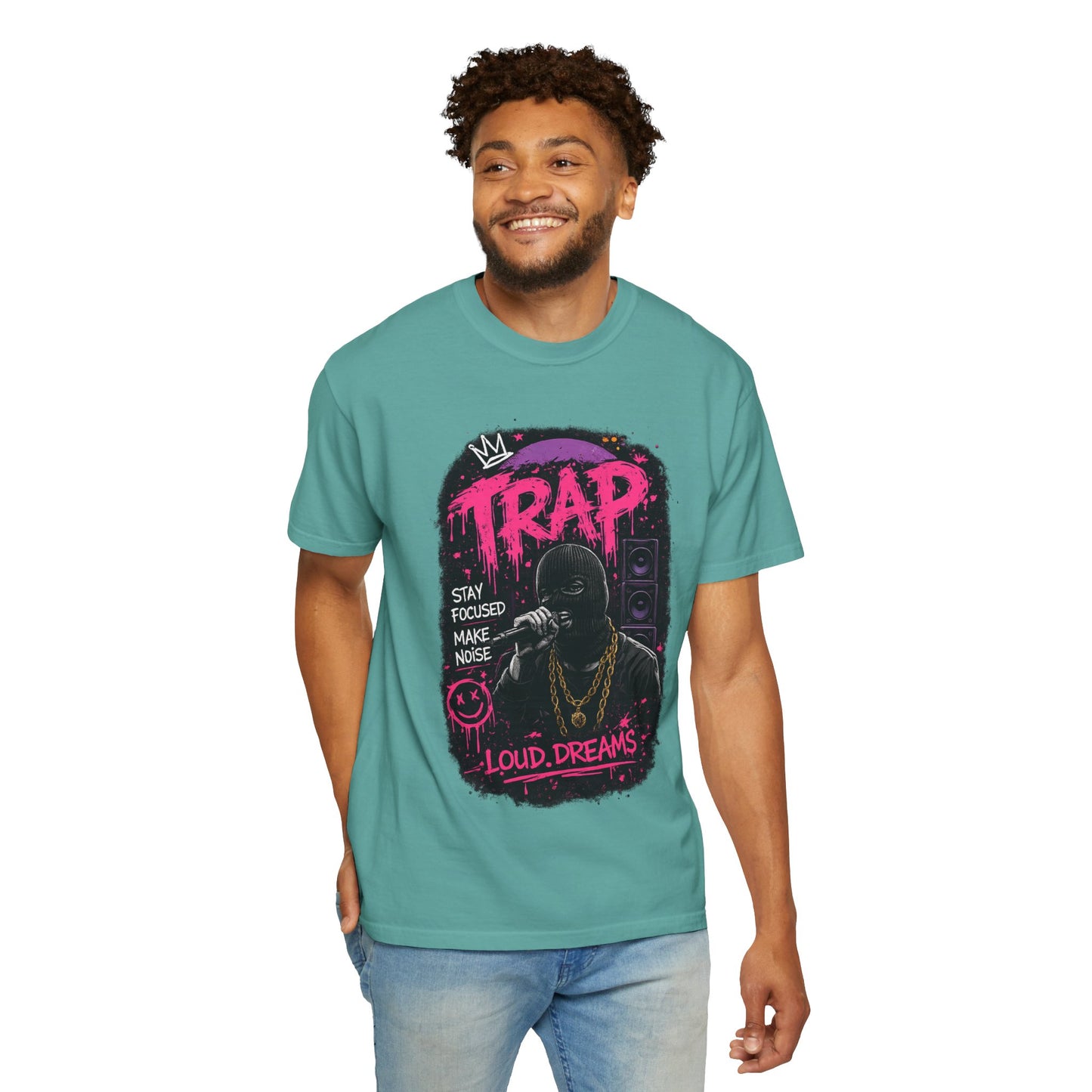 Trap Music T-Shirt — "Stay Focused Make Noise" Loud Dreams Graphic Tee