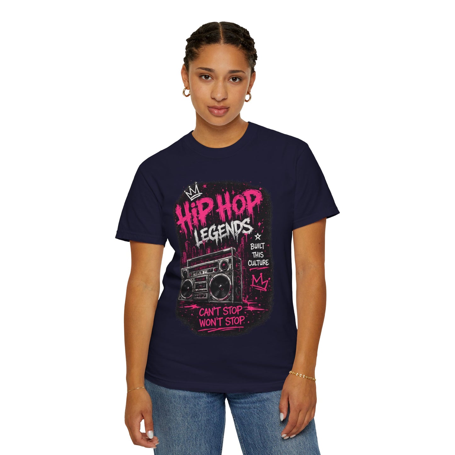 Hip Hop Legends Music T-Shirt — Can't Stop Won't Stop Retro Boombox Tee