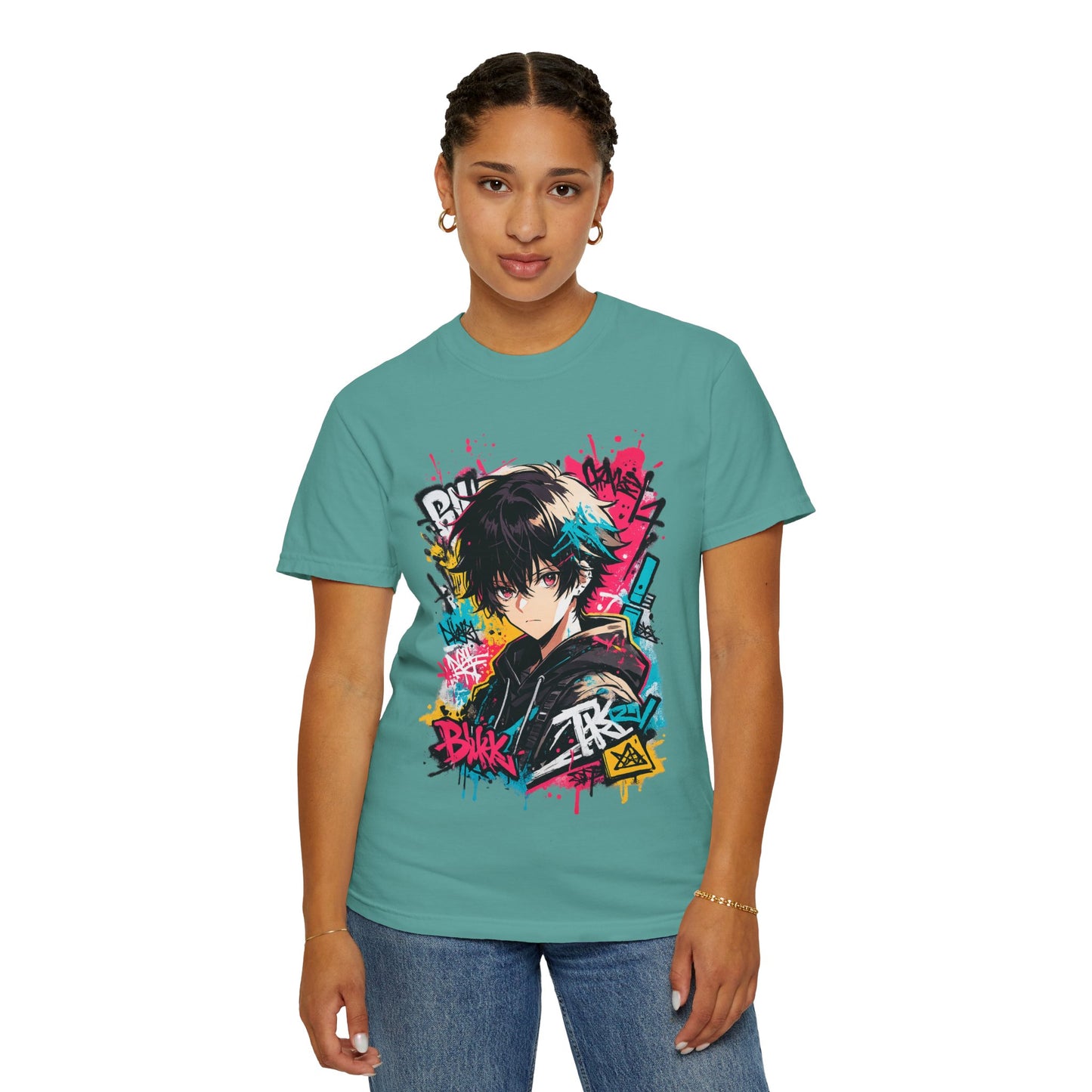 Anime Streetwear T‑Shirt — Graffiti Boy Graphic Tee