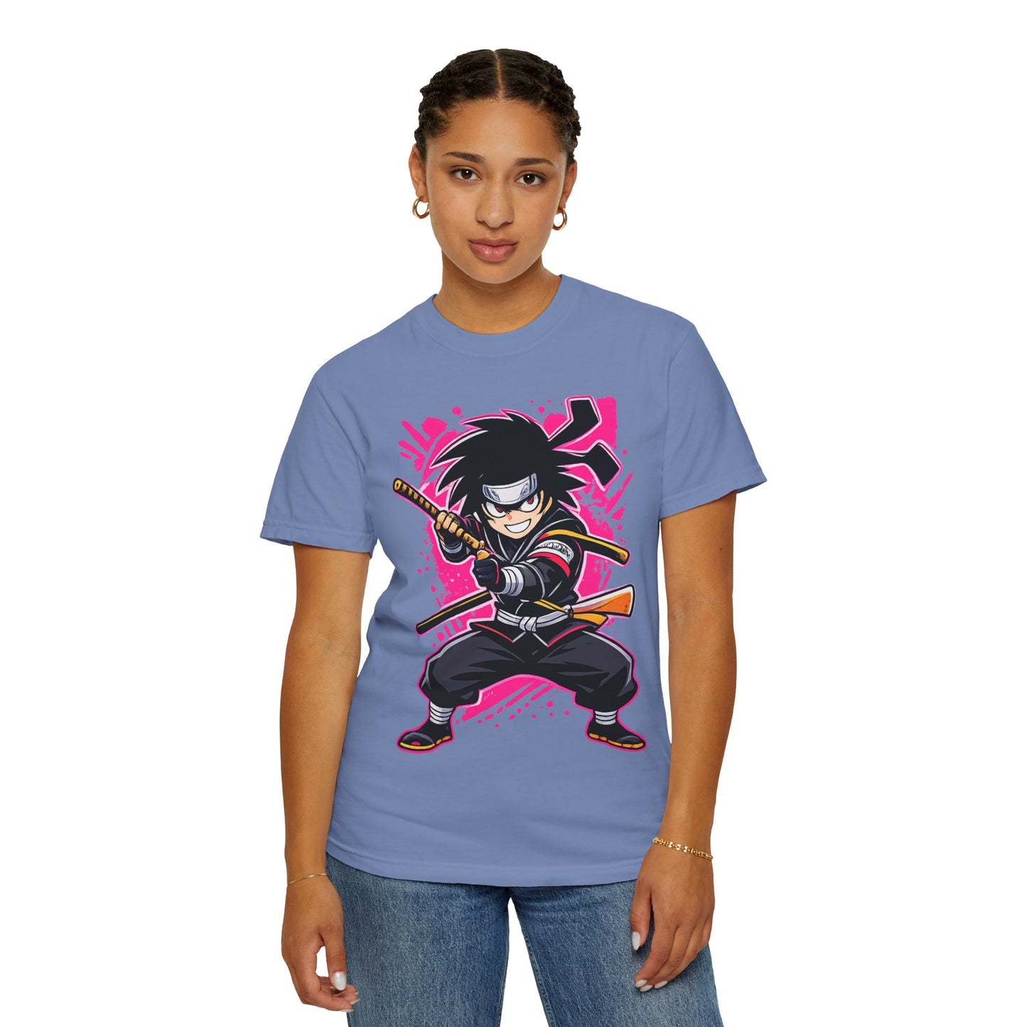 Ninja Warrior Graphic T-Shirt — Fierce Samurai Cartoon Tee for Anime Fans
