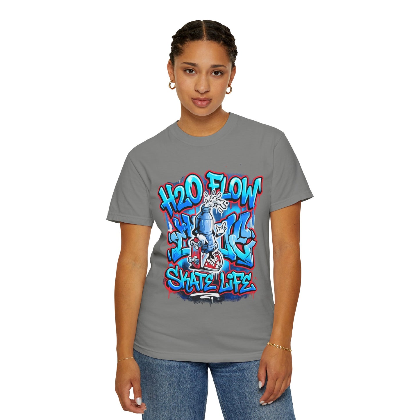H2O Flow Skate Life T-Shirt | Graffiti Soda Can Skateboard Design