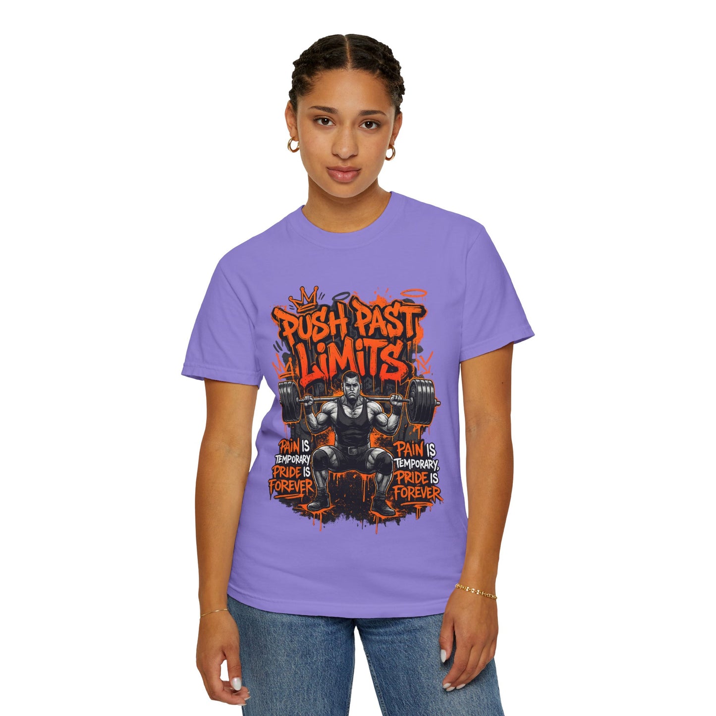 Push Past Limits weightlifting graphic tee | Motivational gym shirt