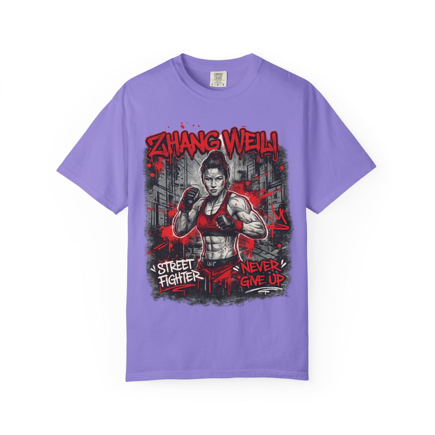 UFC Fighter Female T‑Shirt — "Never Give Up" Motivational Fight Tee