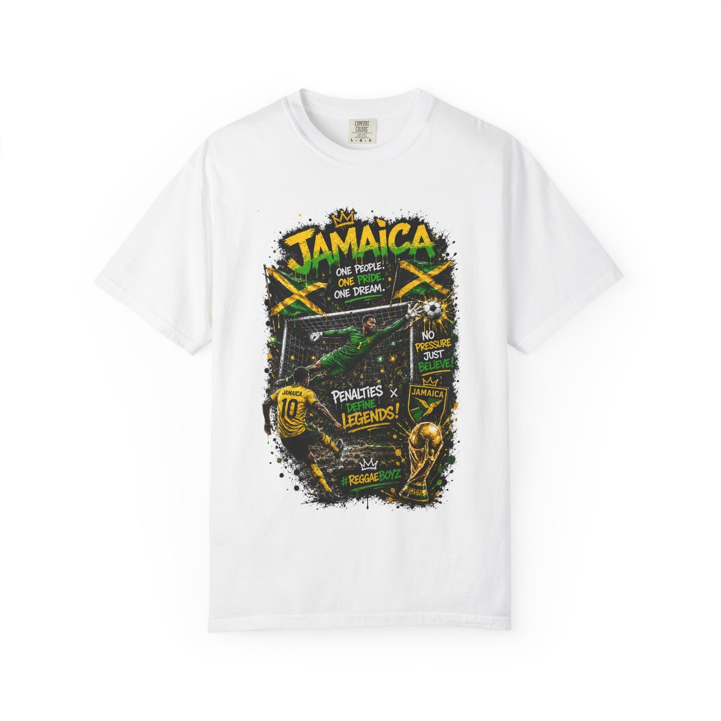 Jamaica Football Soccer Poster T-Shirt | Reggae Pride, Flag Colors