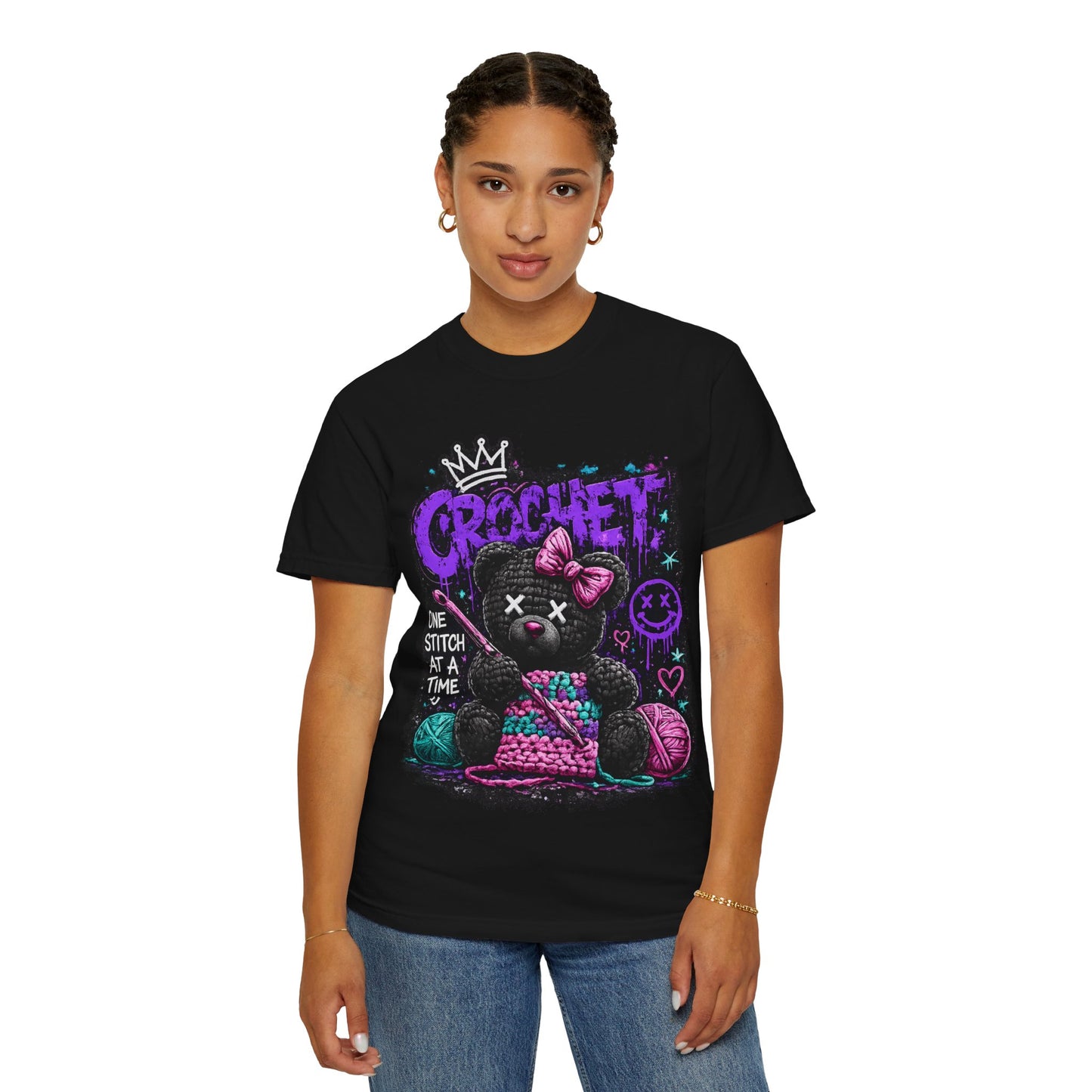 Crochet Voodoo Bear T-Shirt — "One Stitch at a Time" Crochet Graphic Tee