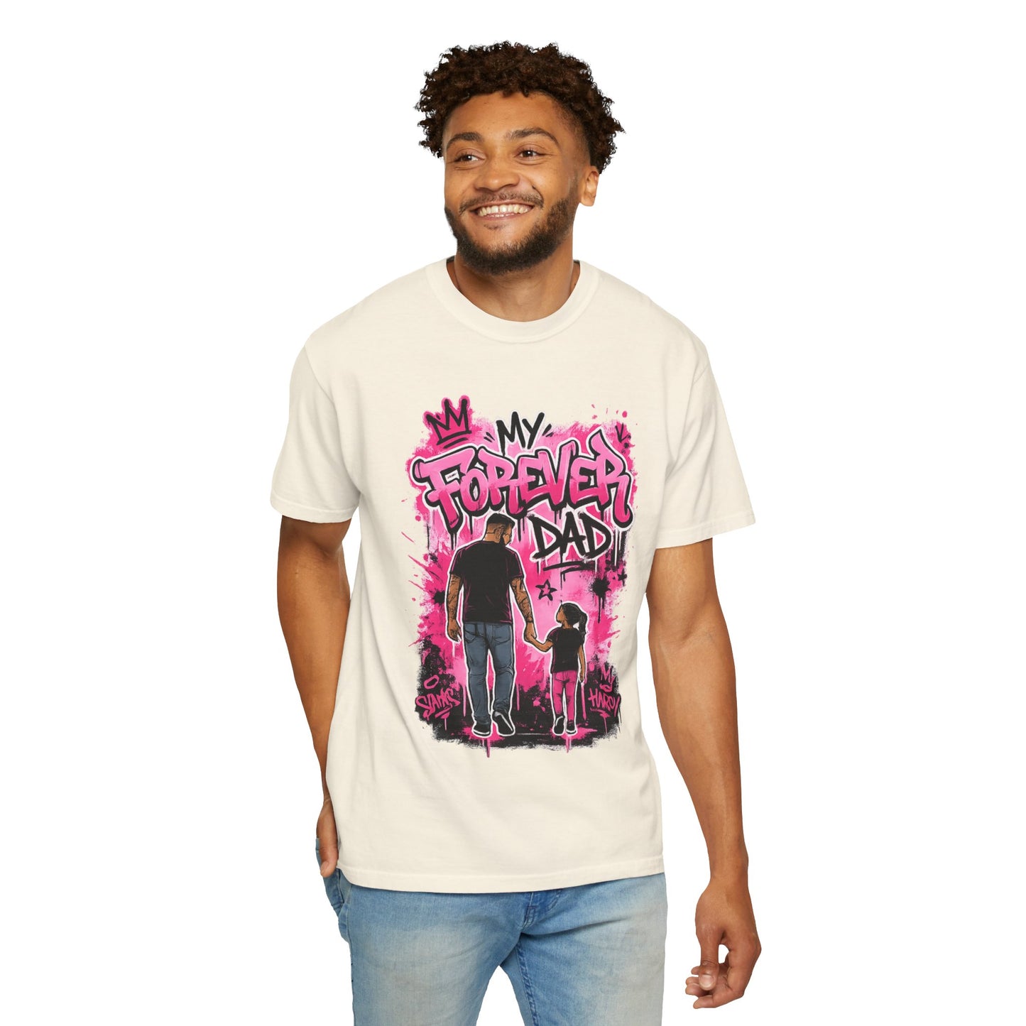 My Forever Dad graffiti father daughter T-Shirt | silhouette, pink spraypaint