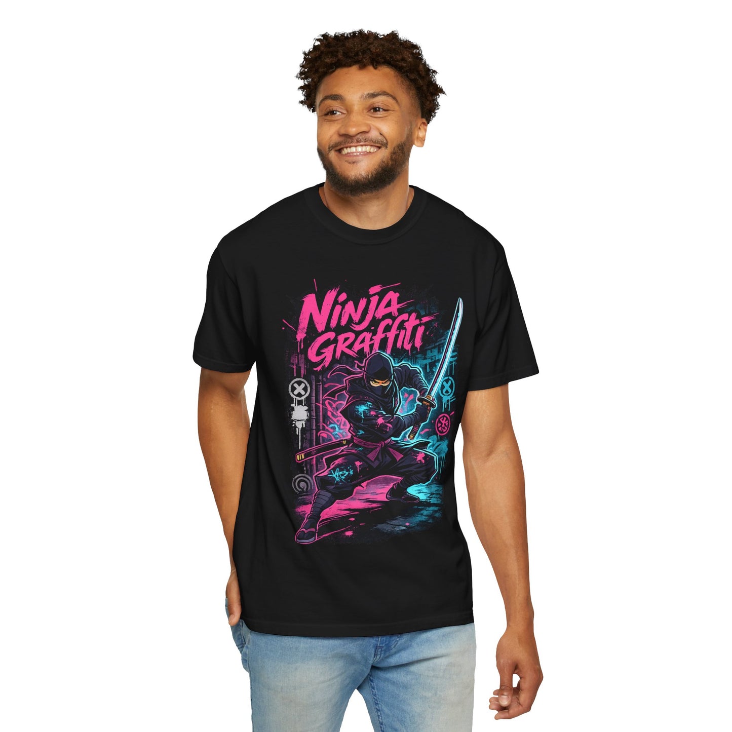 Ninja Graffiti T-Shirt — Neon Samurai Street Art Tee