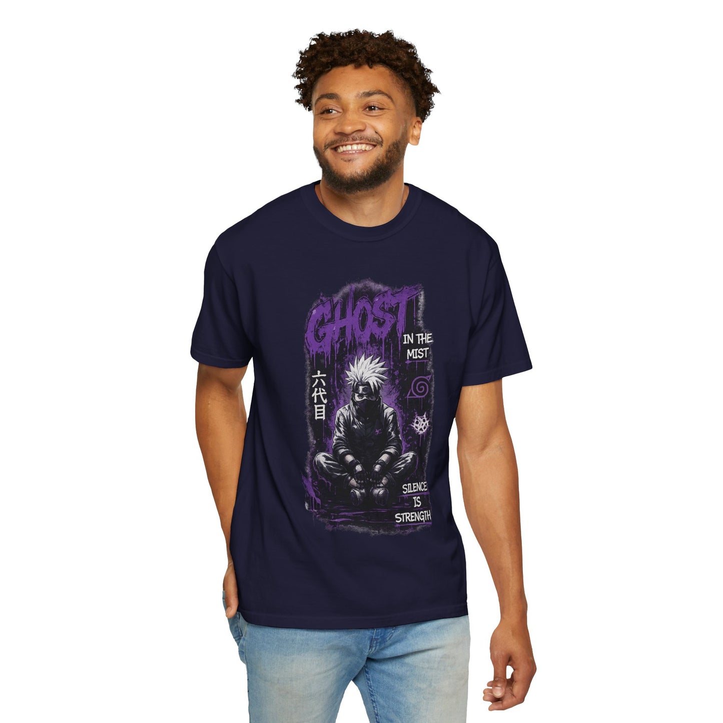 Ghost in the Mist Graphic T-Shirt — "Silence is Strength" Anime Tee