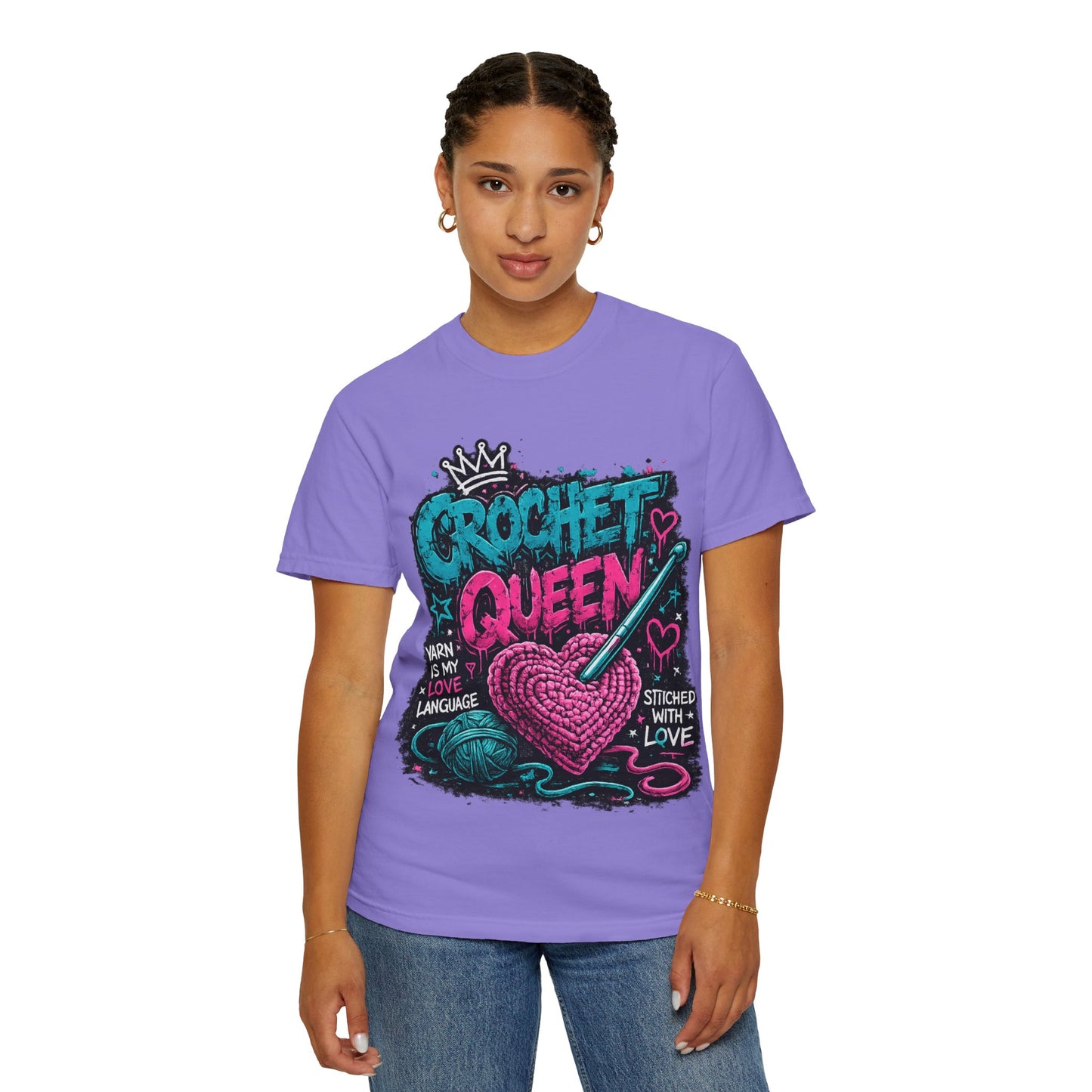 Crochet Queen T-Shirt — 'Yarn is My Love Language' Graphic Tee for Crafters