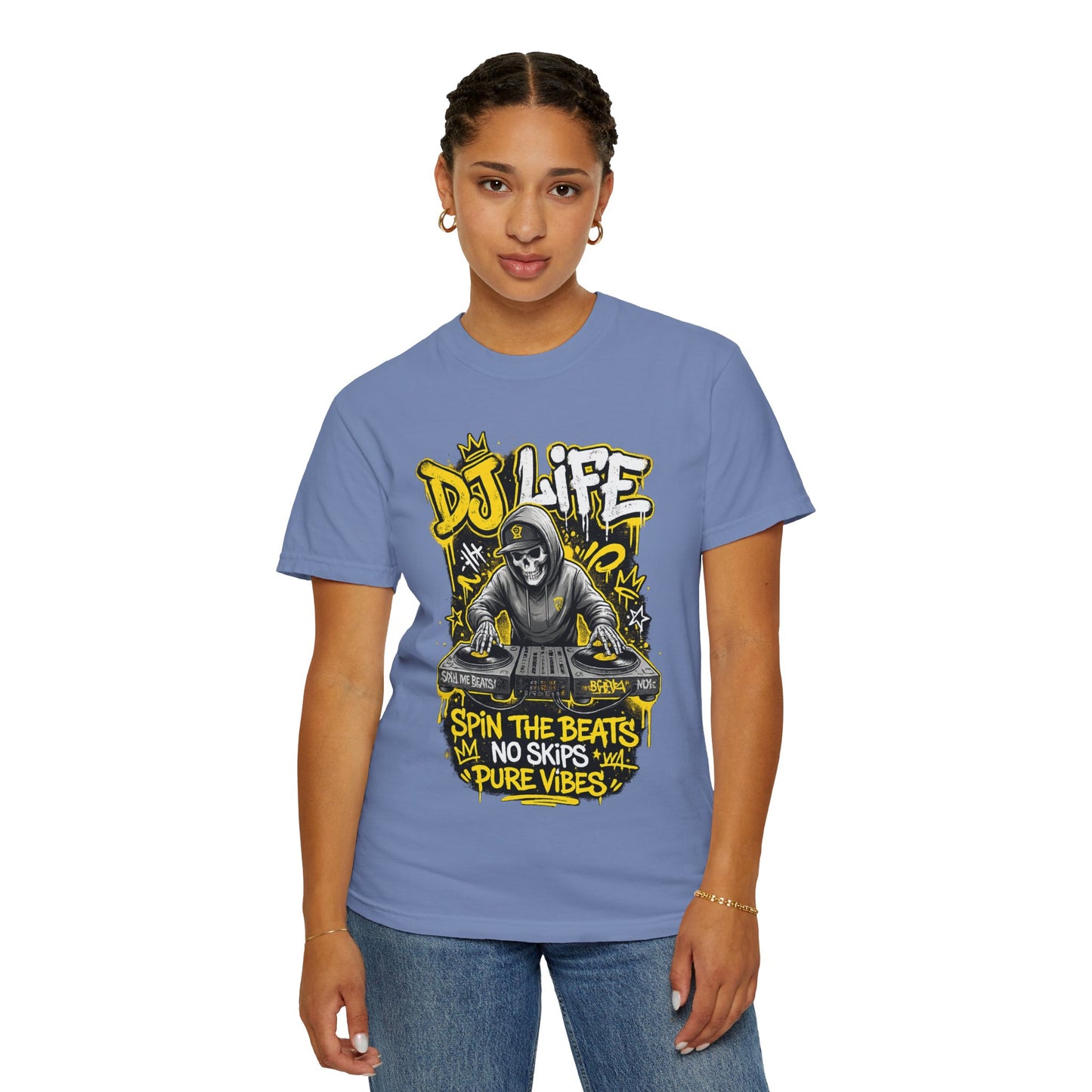 DJ Life T-Shirt — "Spin the Beats, No Skips, Pure Vibes" Graphic Tee