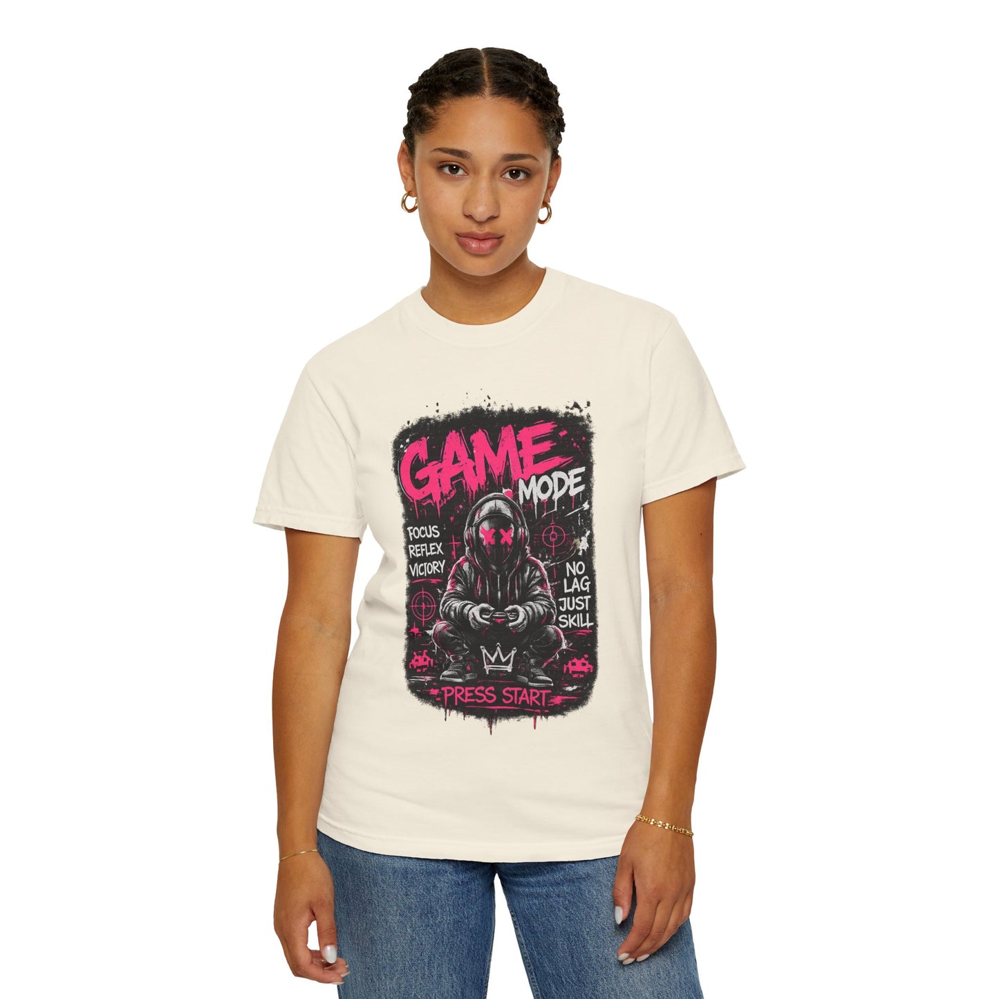 Game Mode Gamer Skull joystick graphic T-Shirt | Press Start gaming design
