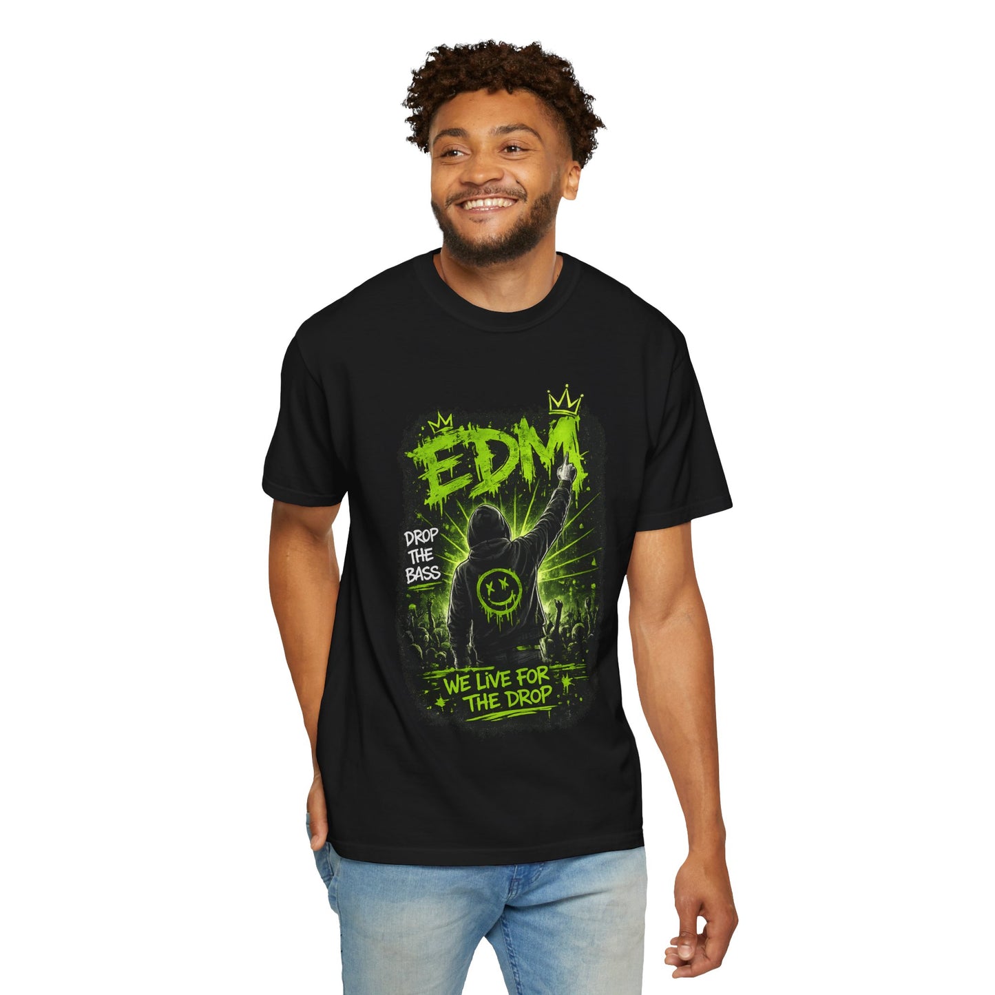 EDM Drop The Bass T-Shirt — 'We Live For The Drop' Neon Rave Tee