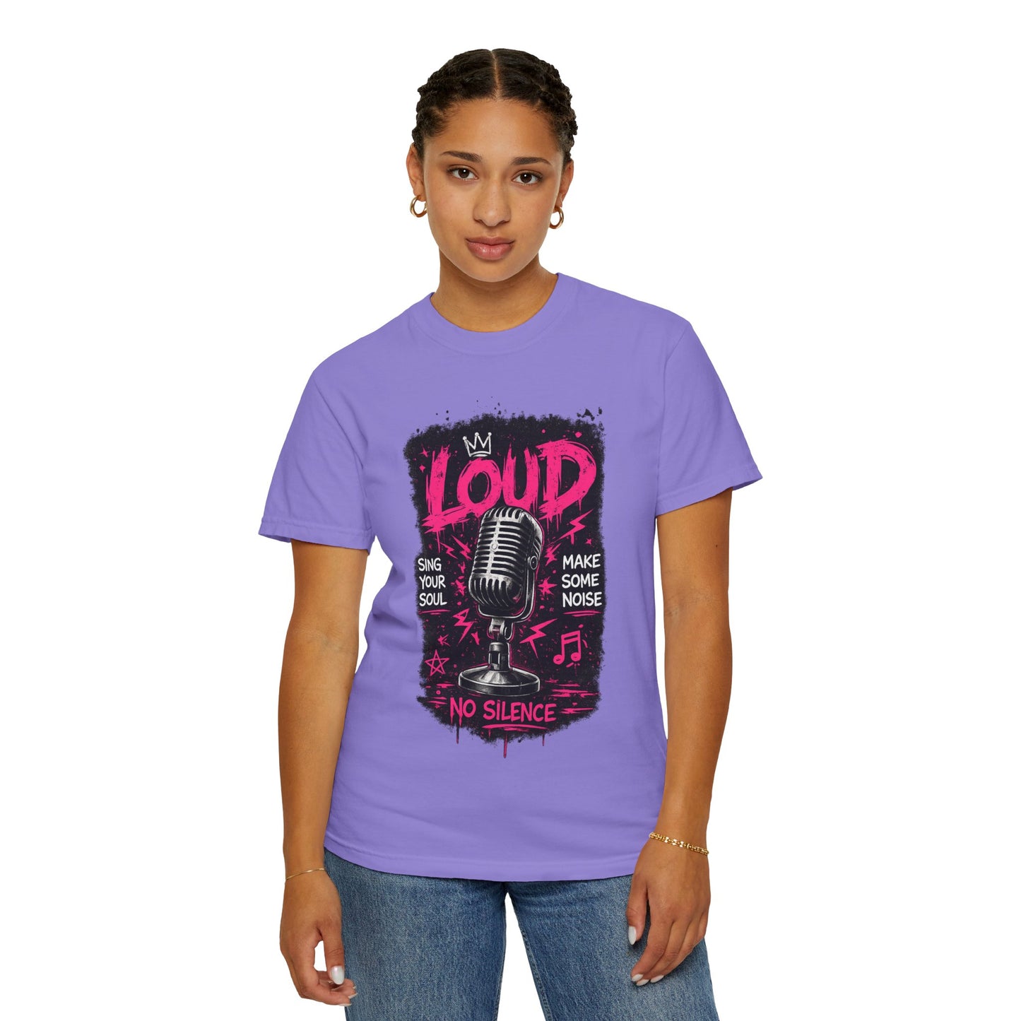 Loud Microphone Graphic T-Shirt | Vintage Mic, Pink Music Art