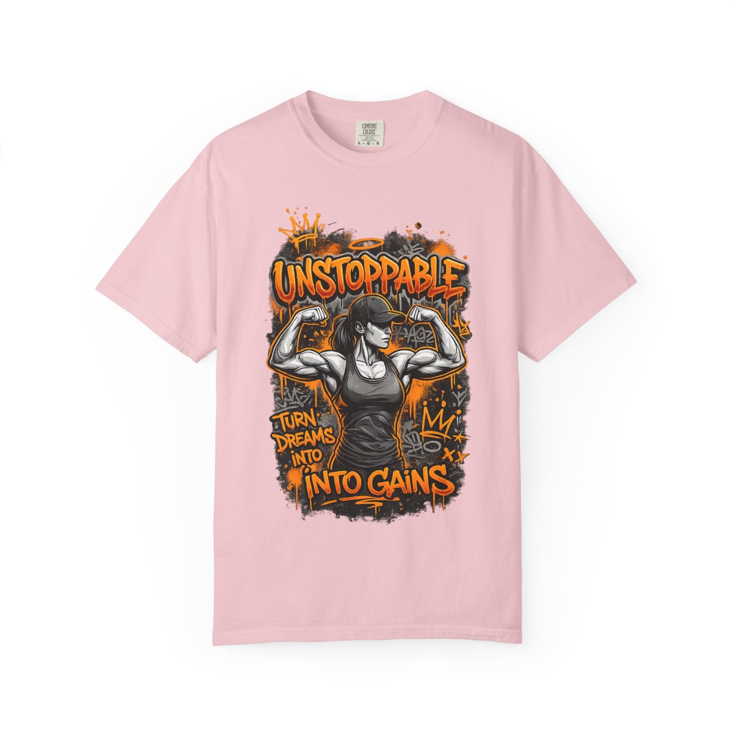 Unstoppable Musclewoman Graphic Tee | Turn Dreams Into Gains T-shirt