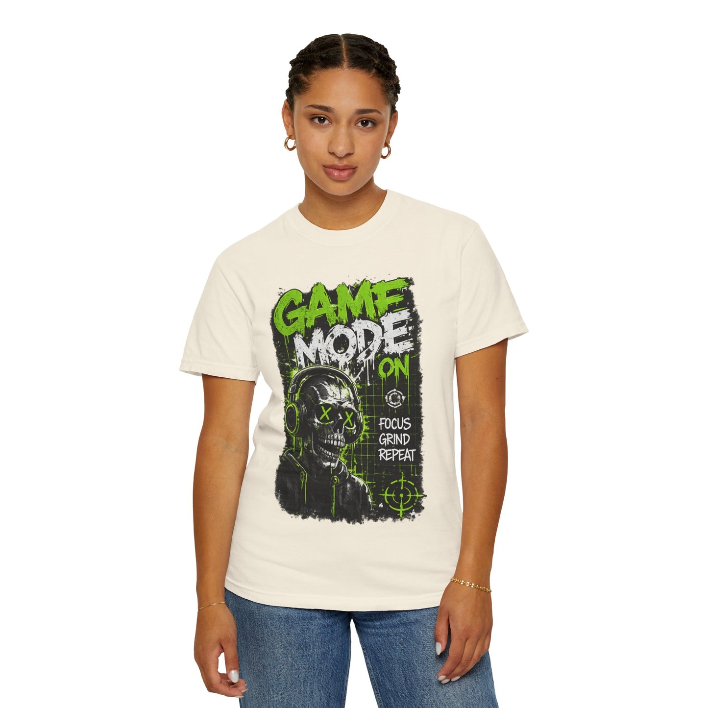 Game Mode On T-Shirt — Gamer Skull Graphic Tee (Focus Grind Repeat)