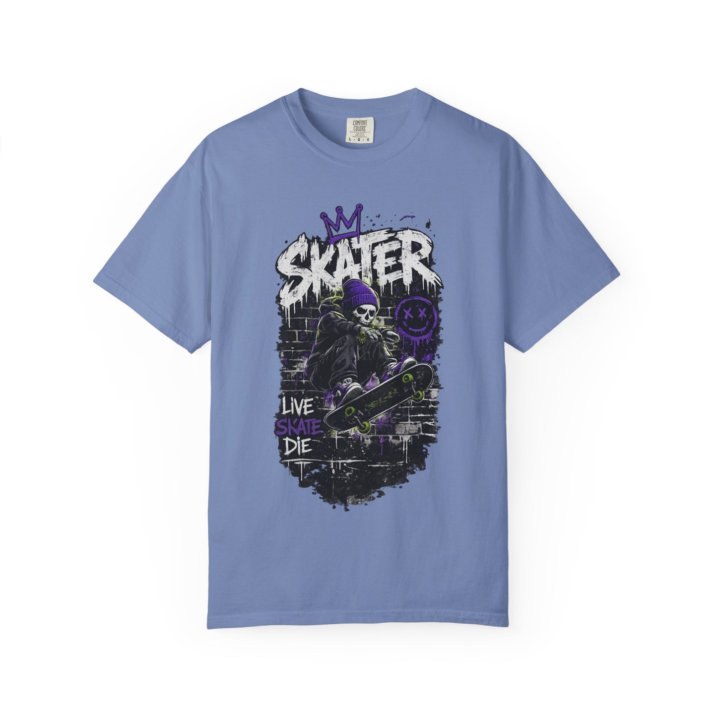 Skater Skull Graphic T‑Shirt — "Live Skate Die" Streetwear Tee