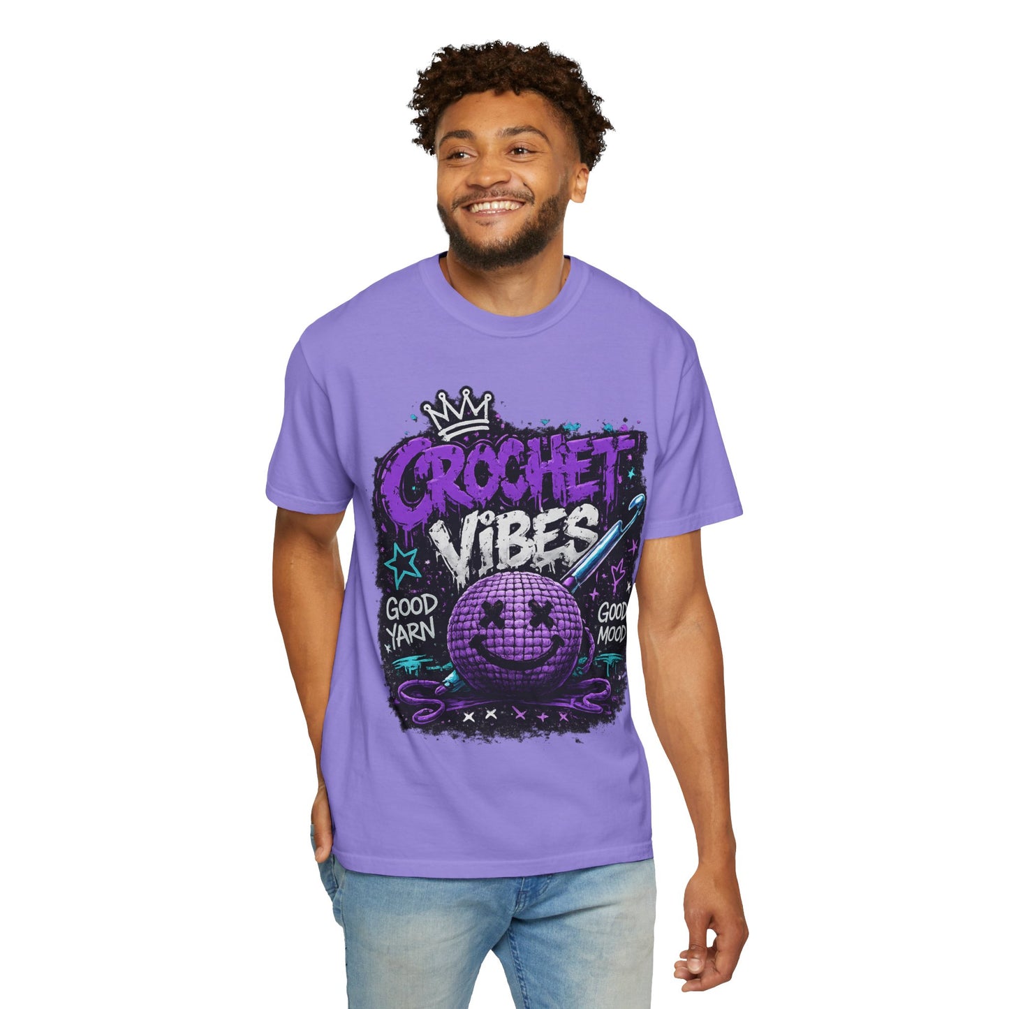 Crochet Vibes T-Shirt — 'Good Yarn, Good Mood' Graphic Tee