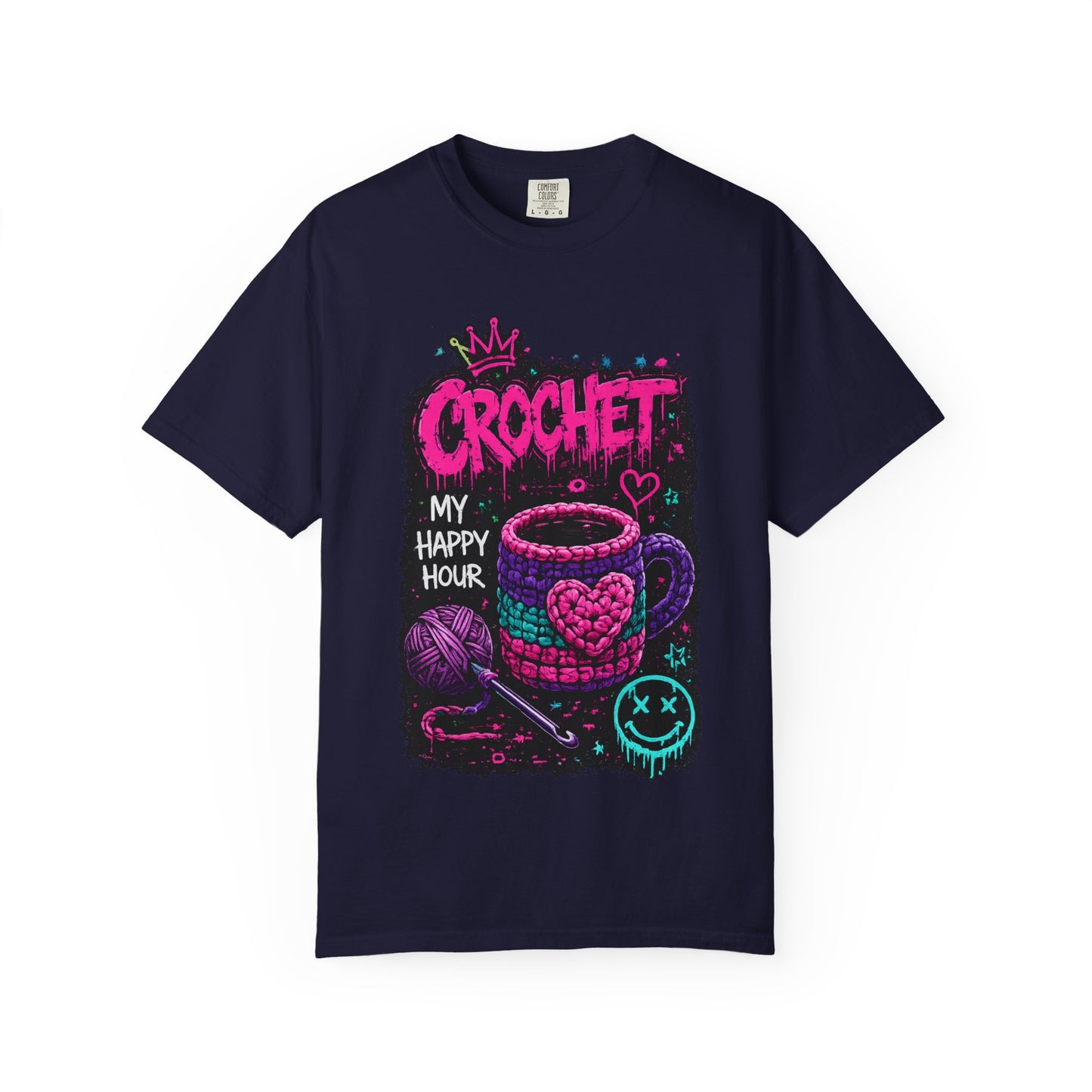 Crochet My Happy Hour T-Shirt — Funny Crochet Lover Tee