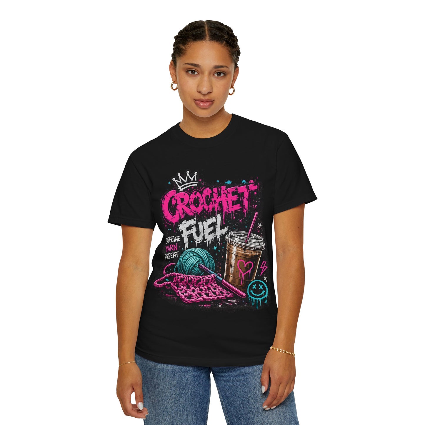 Crochet Fuel T-Shirt — Funny Yarn & Coffee Crochet Tee for Crafters