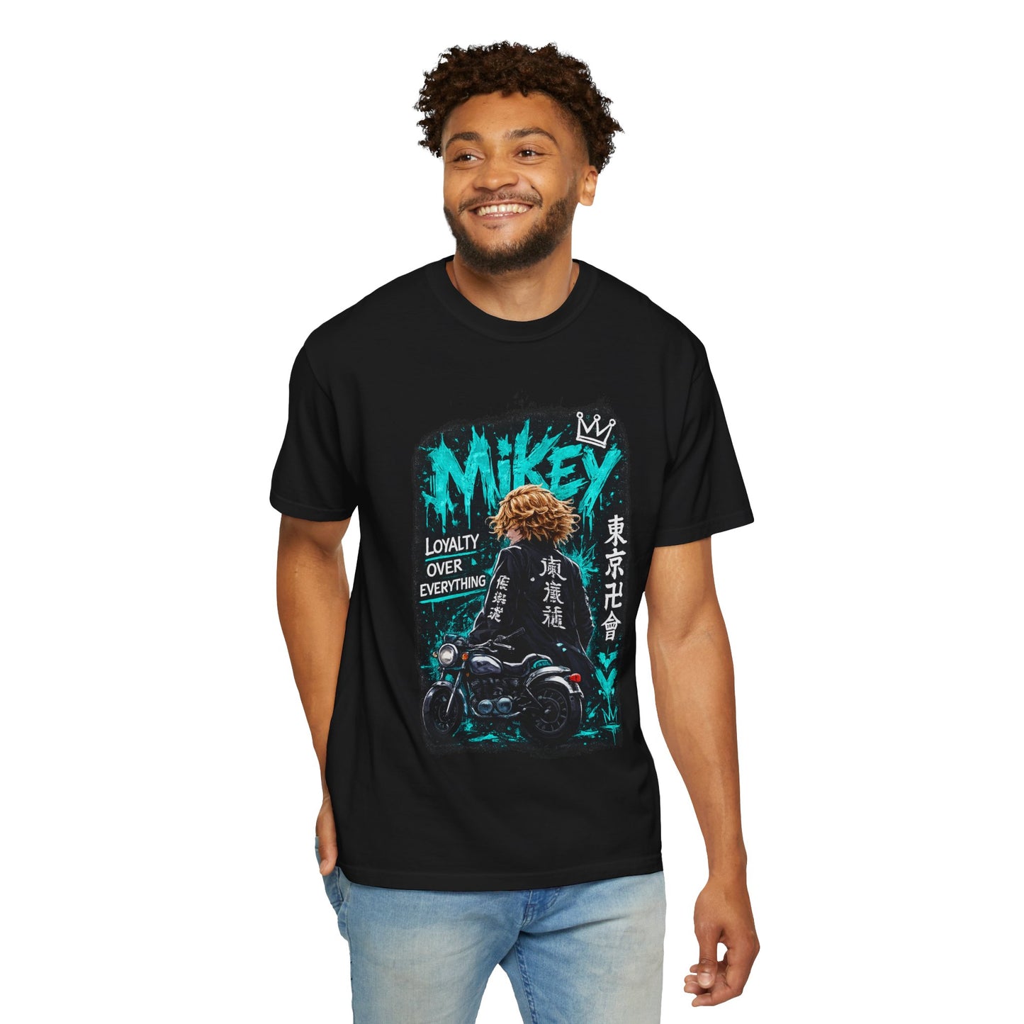 Mikey Motorcycle Graphic T-Shirt — "Loyalty Over Everything" Anime Streetwear