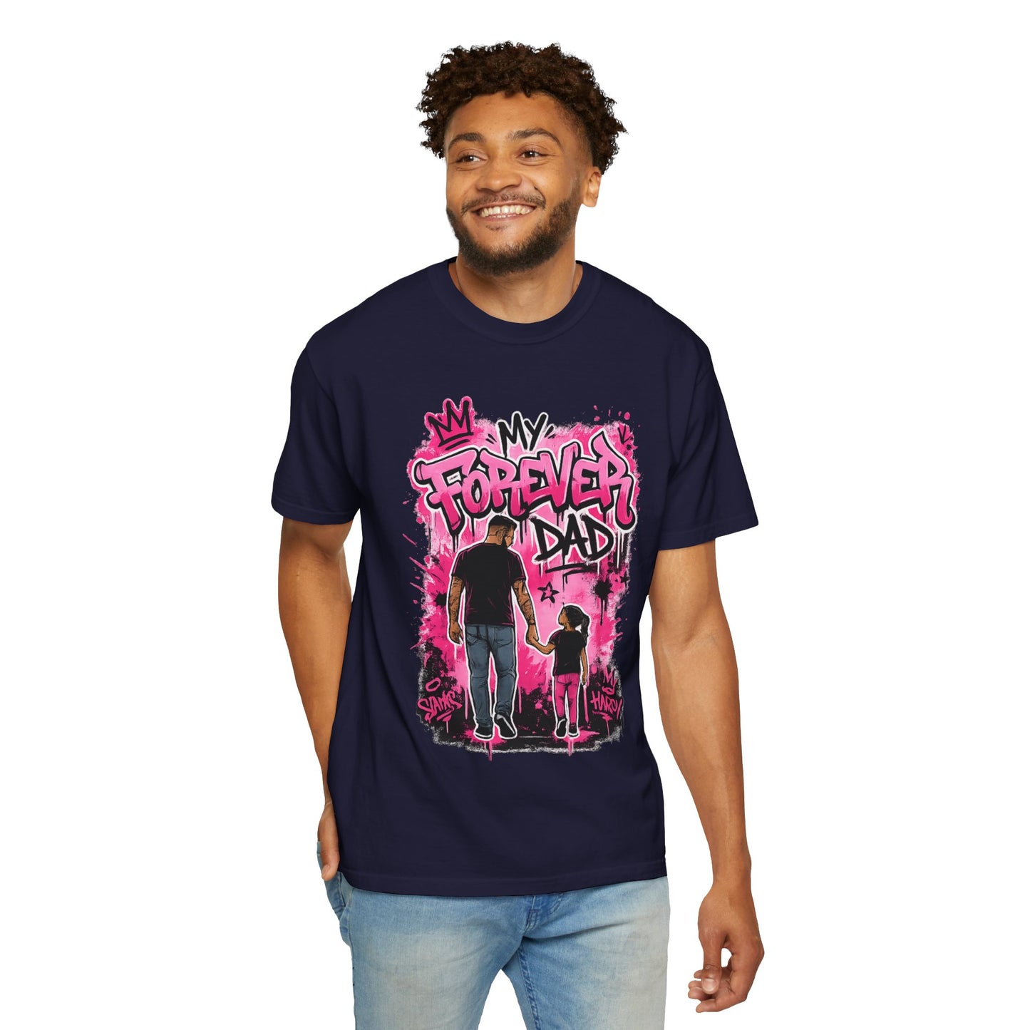 My Forever Dad graffiti father daughter T-Shirt | silhouette, pink spraypaint