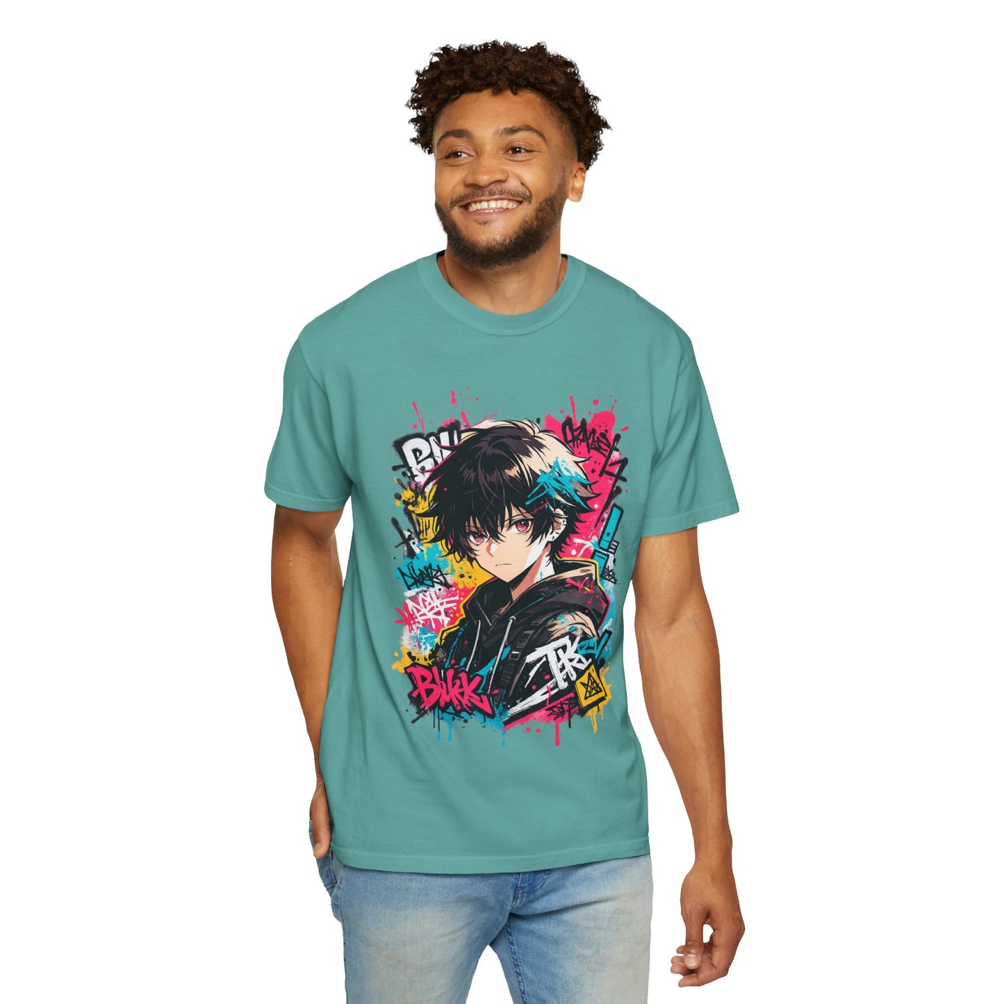 Anime Streetwear T‑Shirt — Graffiti Boy Graphic Tee