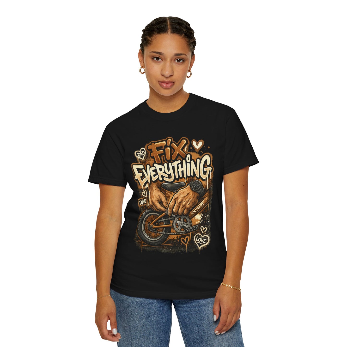 Fix Everything hands repairing bicycle T-Shirt | mechanic repair art
