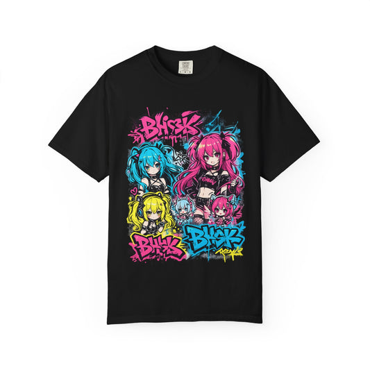 Anime Graffiti Girl Group T-Shirt — Colorful Vocaloid Streetwear