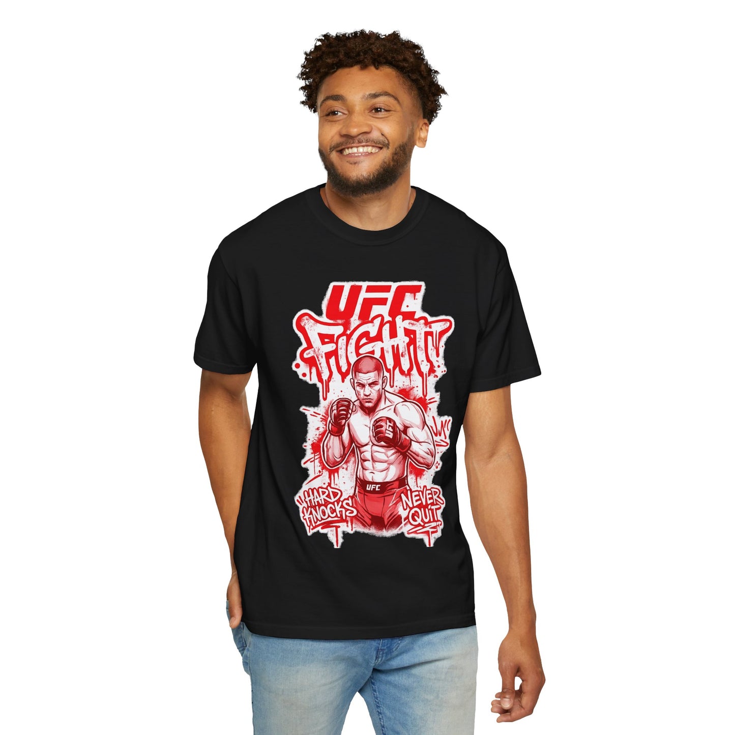 Fight Club MMA T-Shirt — 'UFC Fight' Graphic Tee, 'Hard Knocks Never Quit'