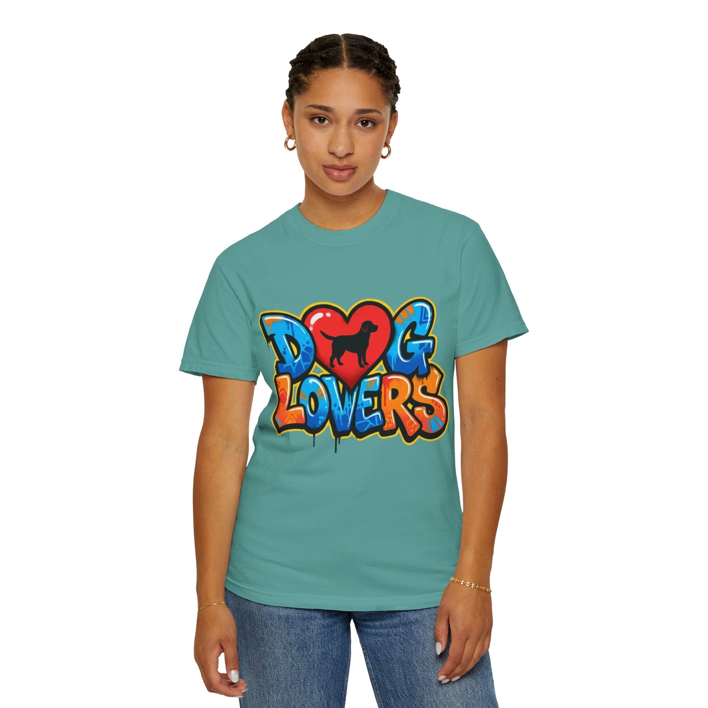 Dog Lovers Graffiti T-Shirt — Heart & Silhouette Pet Lover Tee