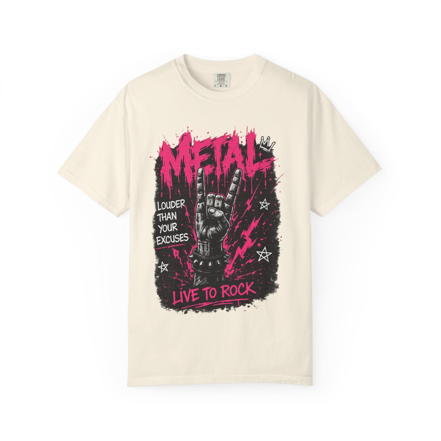 Metal "Live to Rock" T-Shirt — Louder Than Your Excuses Music Graphic Tee