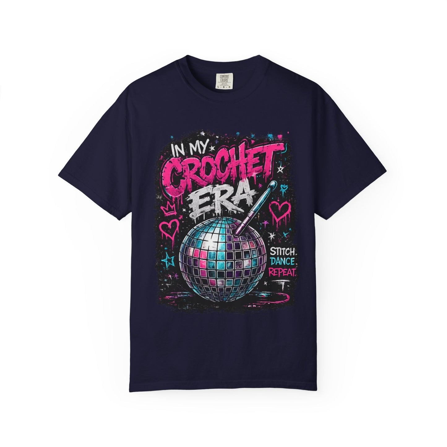 In My Crochet Era T-Shirt — Retro Disco Crochet Graphic Tee