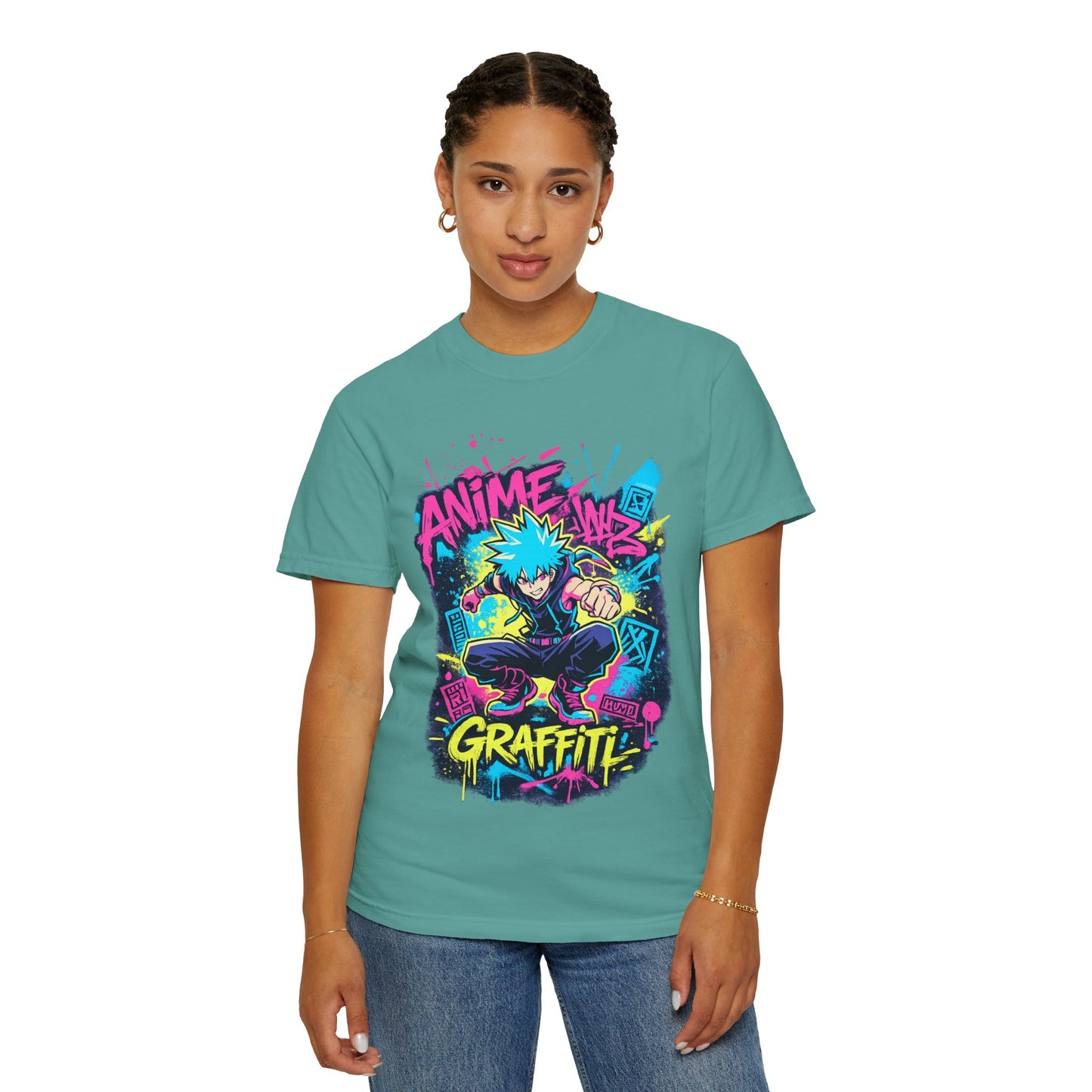 Anime Graffiti T-Shirt — Neon Street Art Skate Anime Design