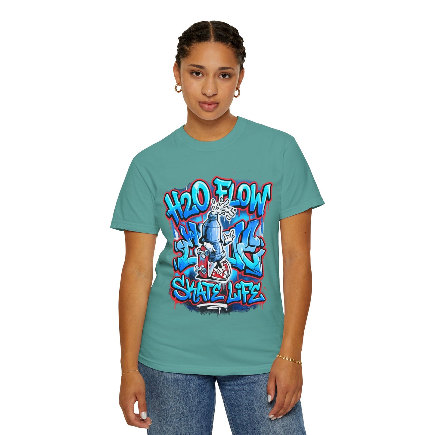 H2O Flow Skate Life T-Shirt | Graffiti Soda Can Skateboard Design