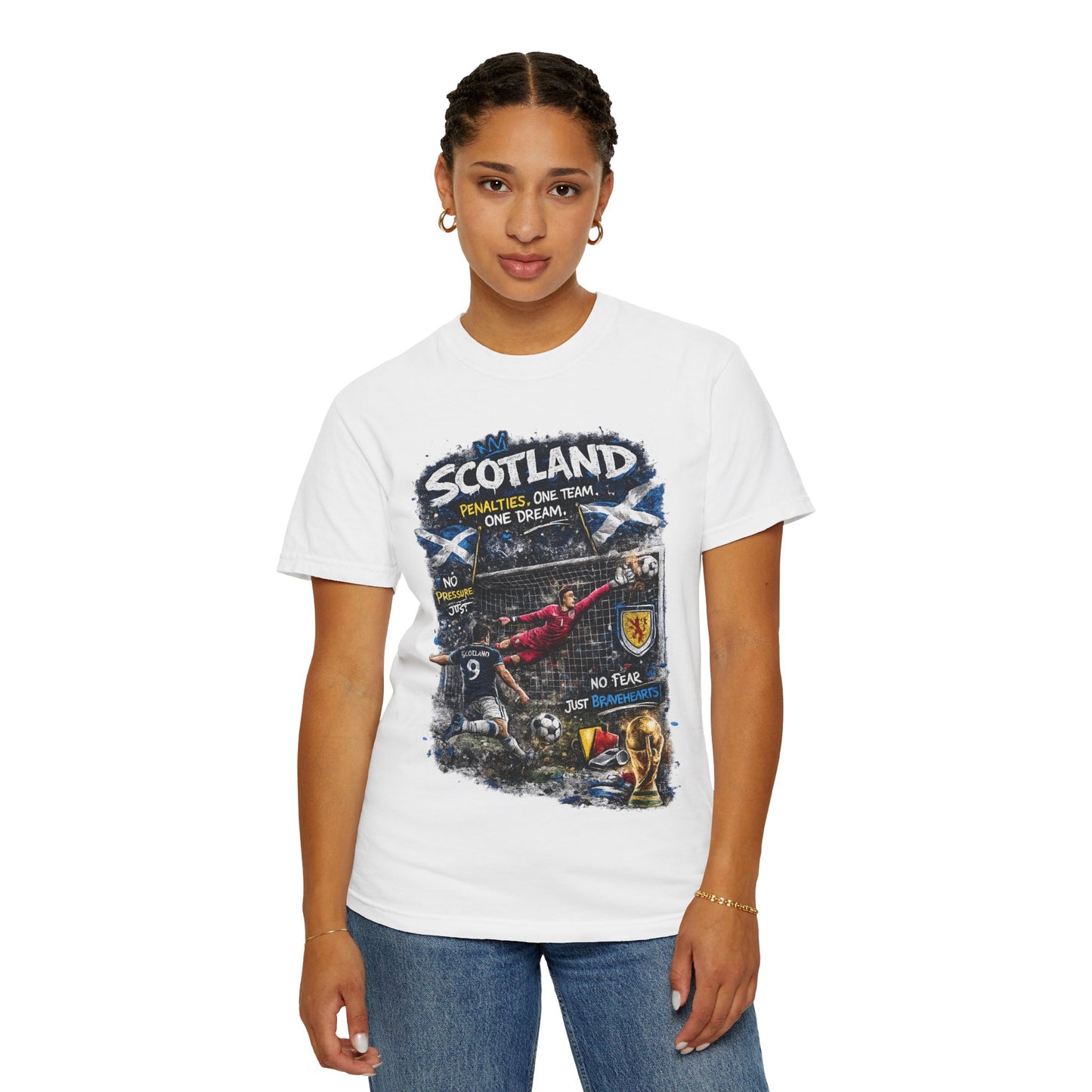 Scotland Football Montage T-shirt | Soccer Scottish Crest, Goalkeeper Dive