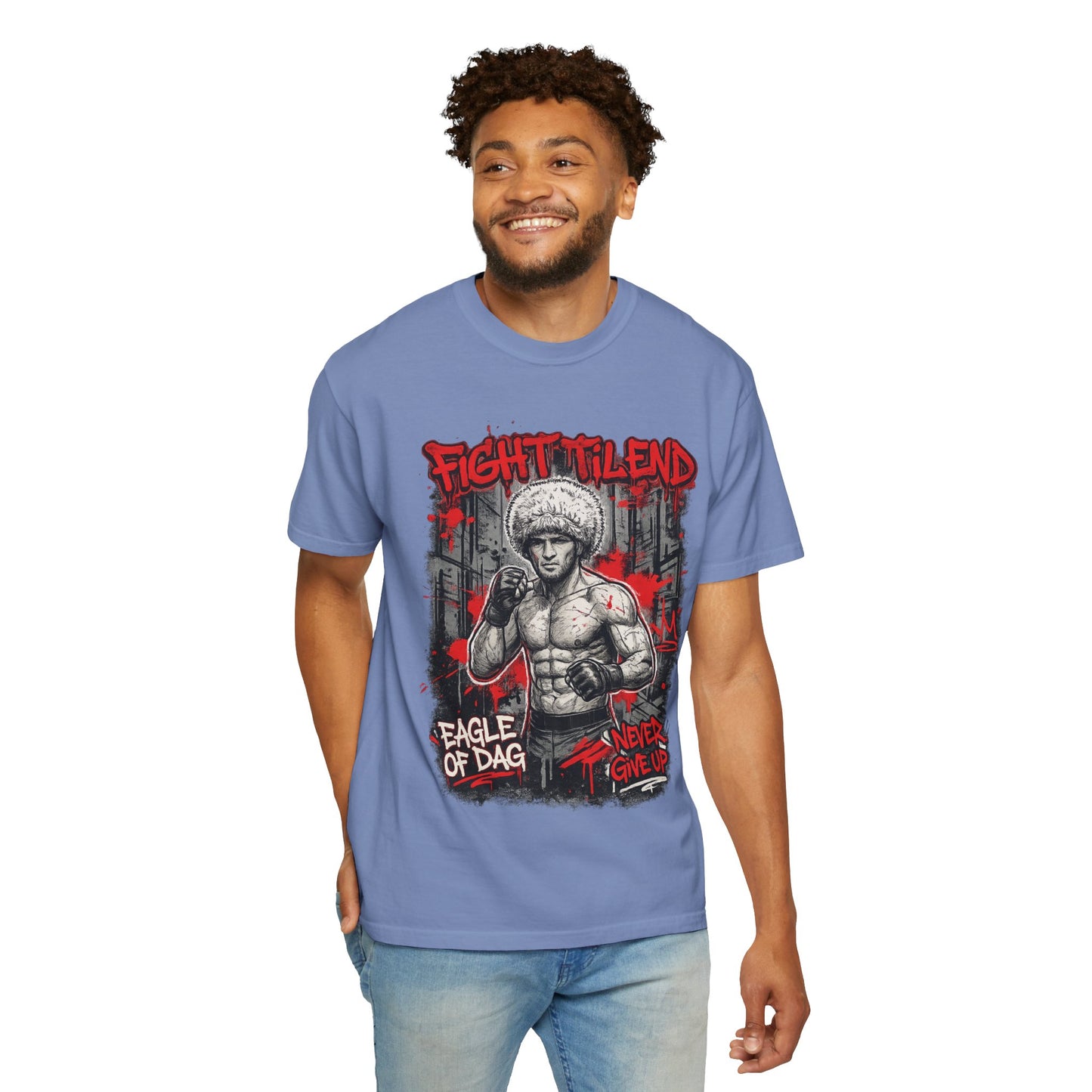 Fight Milend Boxing T-Shirt — "Eagle of Dag" Never Give Up Graphic Tee