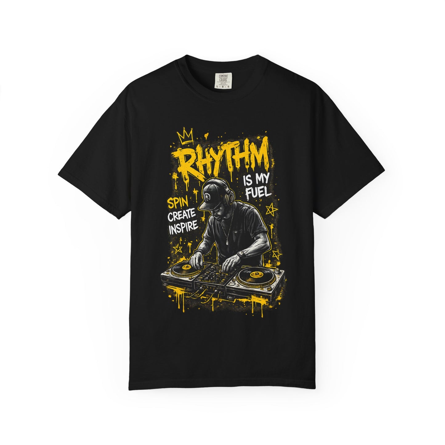 Rhythm Is My Fuel DJ T-Shirt — Spin Create Inspire Graphic Tee