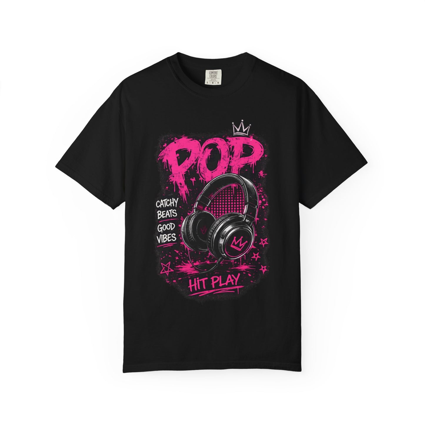 Pop Beats T-Shirt — 'POP' Headphones Graphic, Catchy Beats Good Vibes