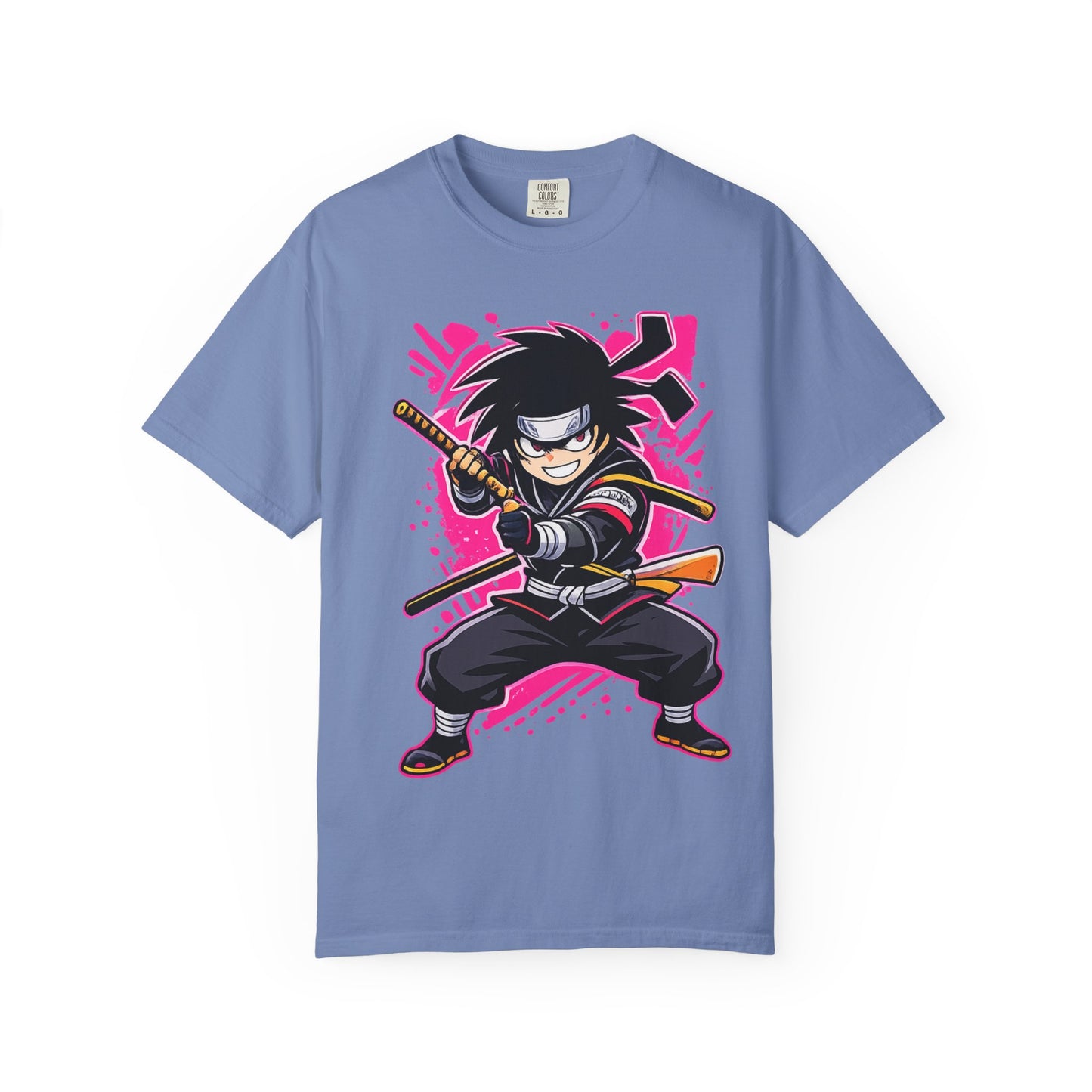 Ninja Warrior Graphic T-Shirt — Fierce Samurai Cartoon Tee for Anime Fans